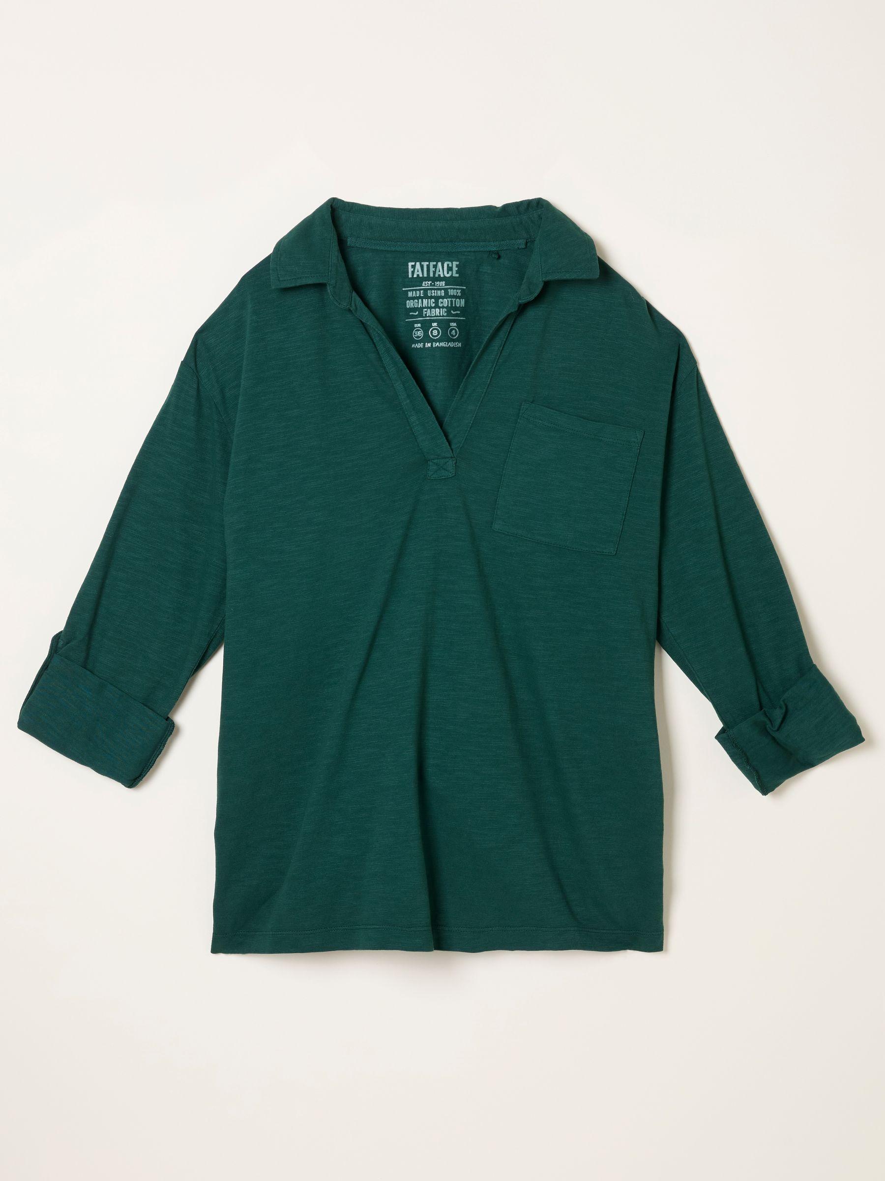 Paige Teal Blue Jersey V-neck Shirt by FAT FACE