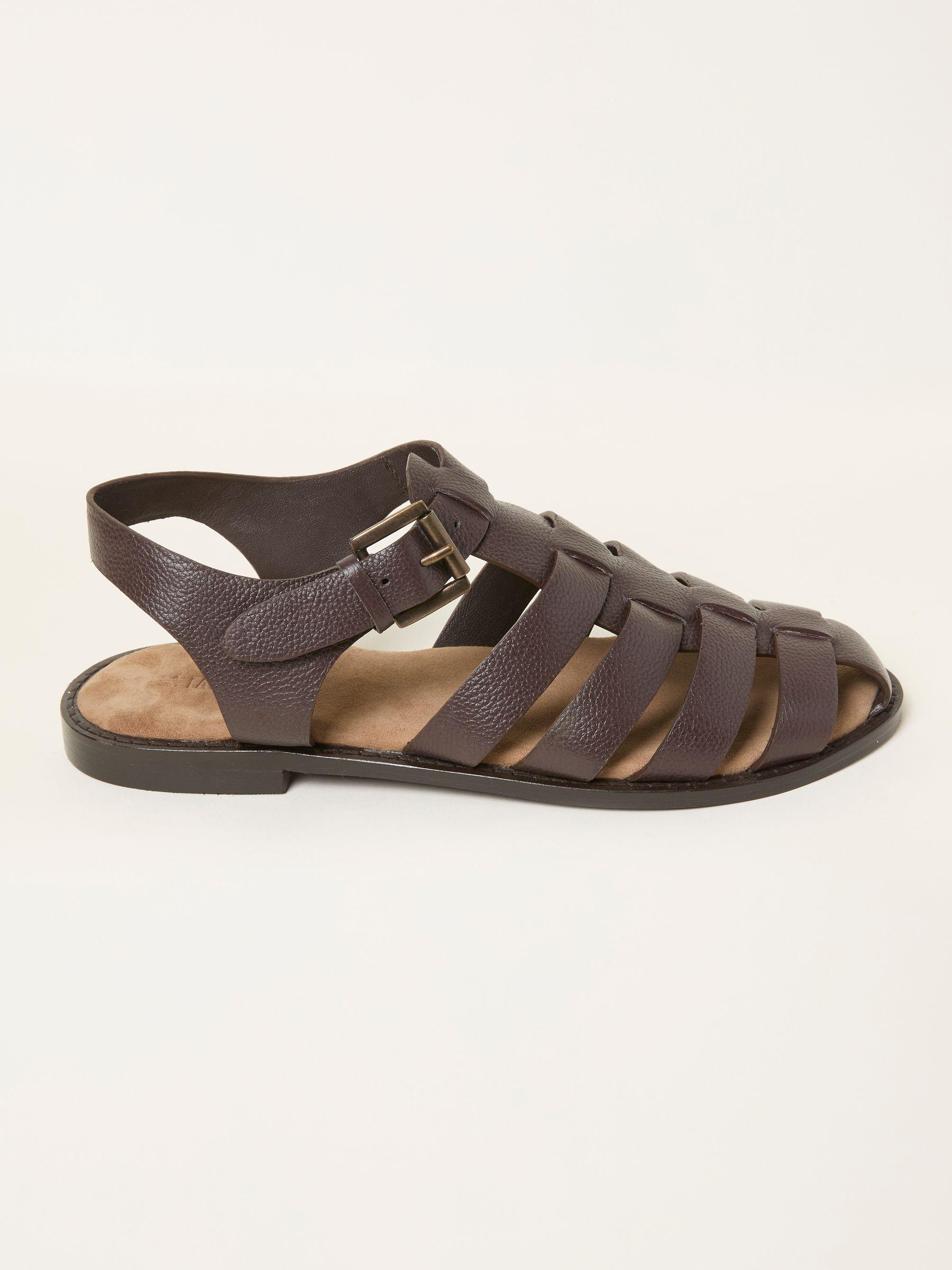 Paloma Chocolate Brown Leather Fisherman Sandal by FAT FACE