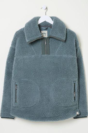 Parker Duck Egg Blue Half Neck Fleece by FAT FACE