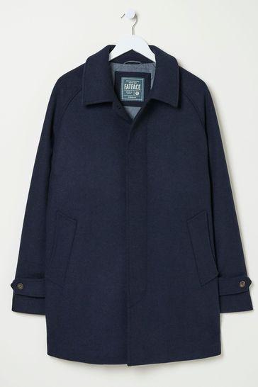 Pendeen Navy Blue Raglan Overcoat by FAT FACE