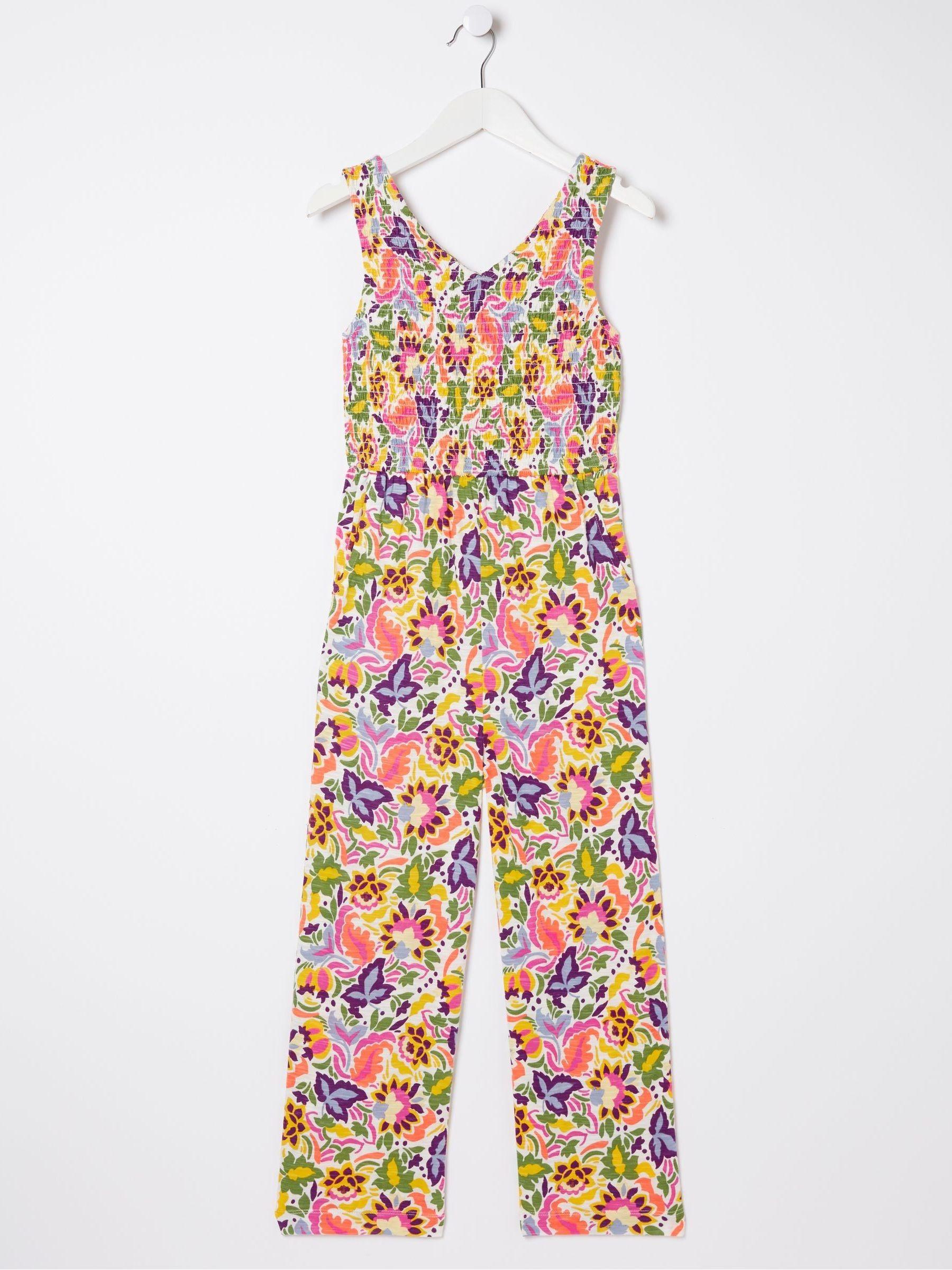 Pink Art Floral Jersey Printed Jumpsuit by FAT FACE