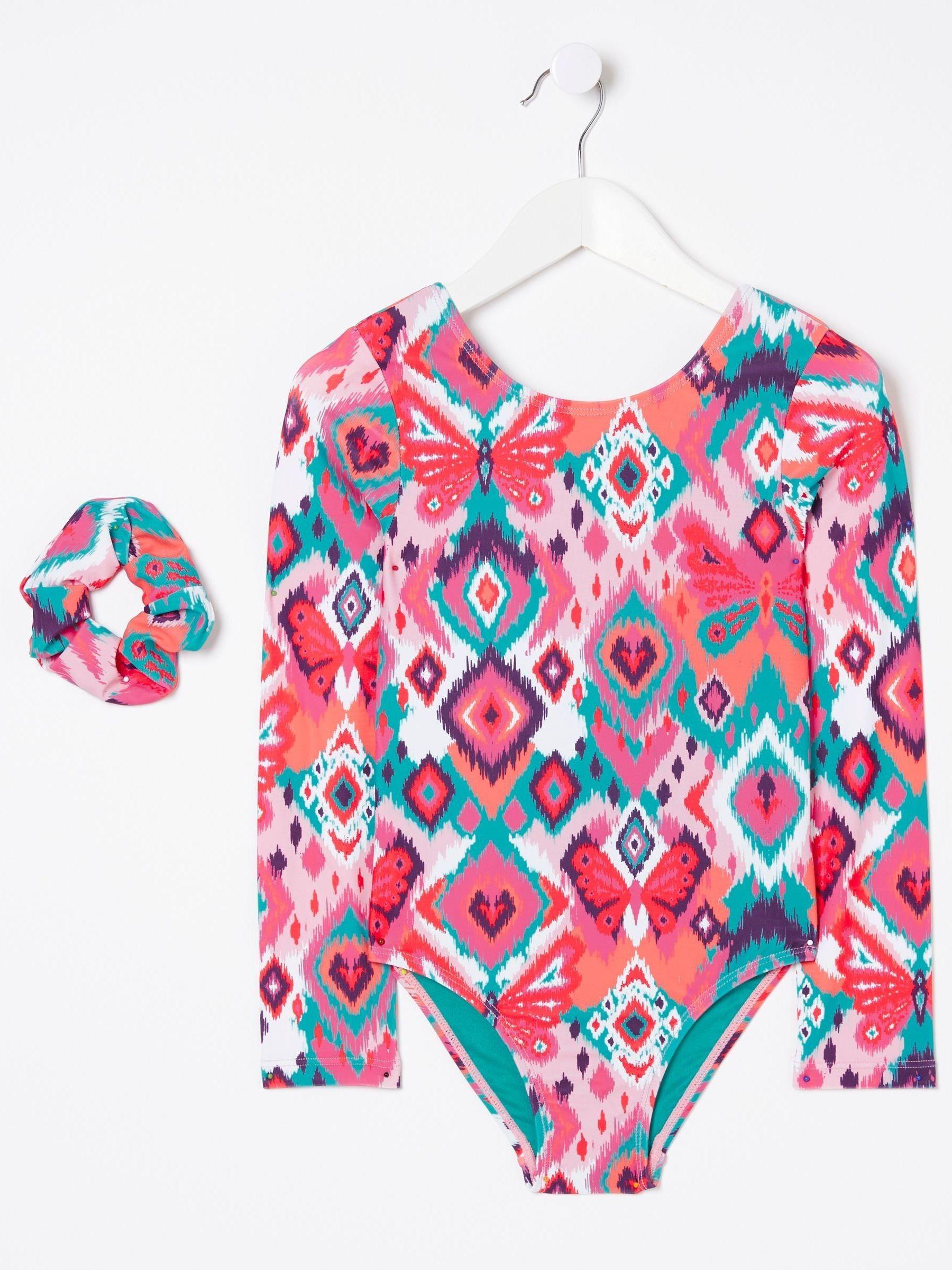 Pink Butterfly Long Sleeve Swimsuit by FAT FACE