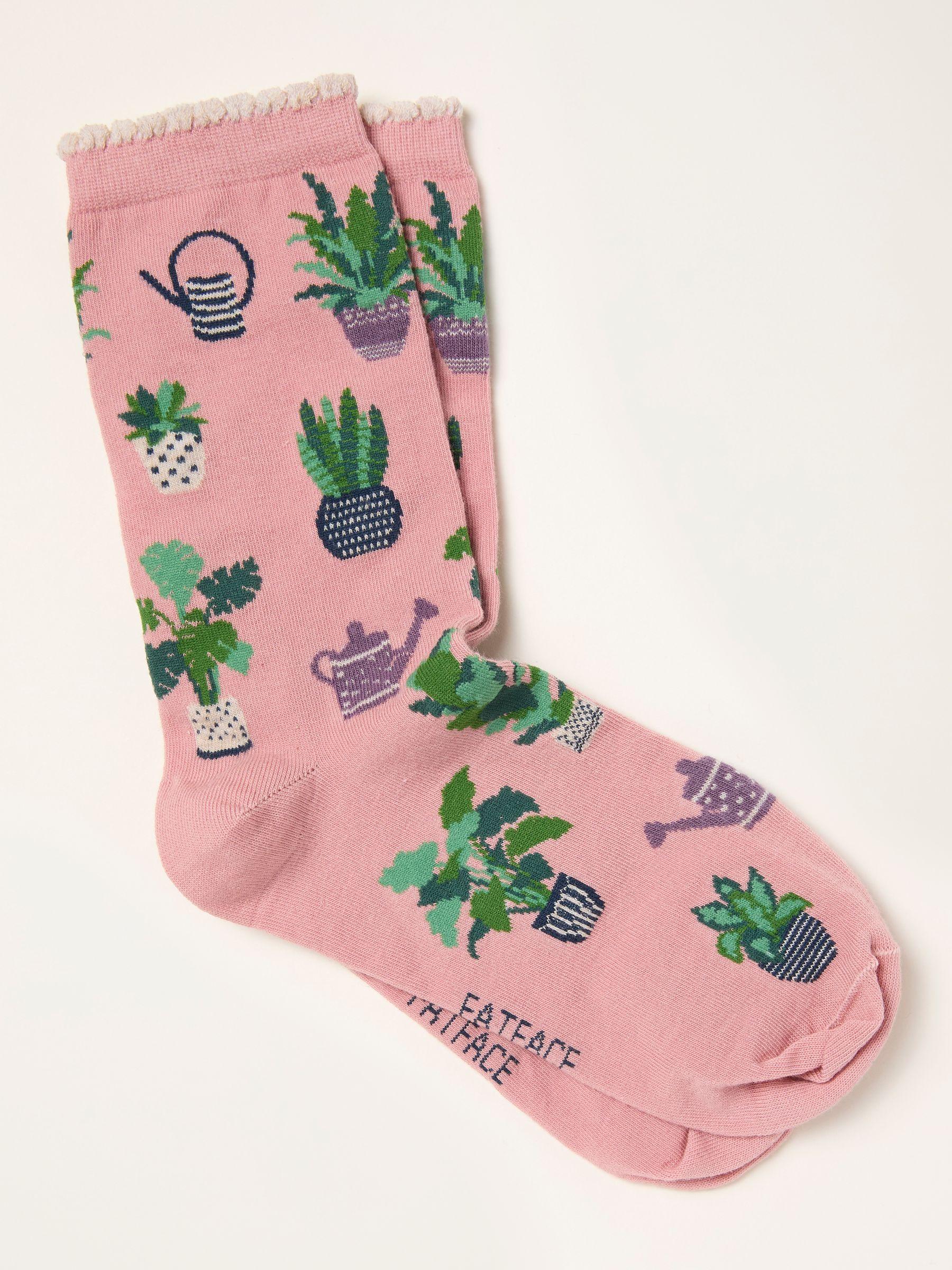Pink Houseplant Socks by FAT FACE