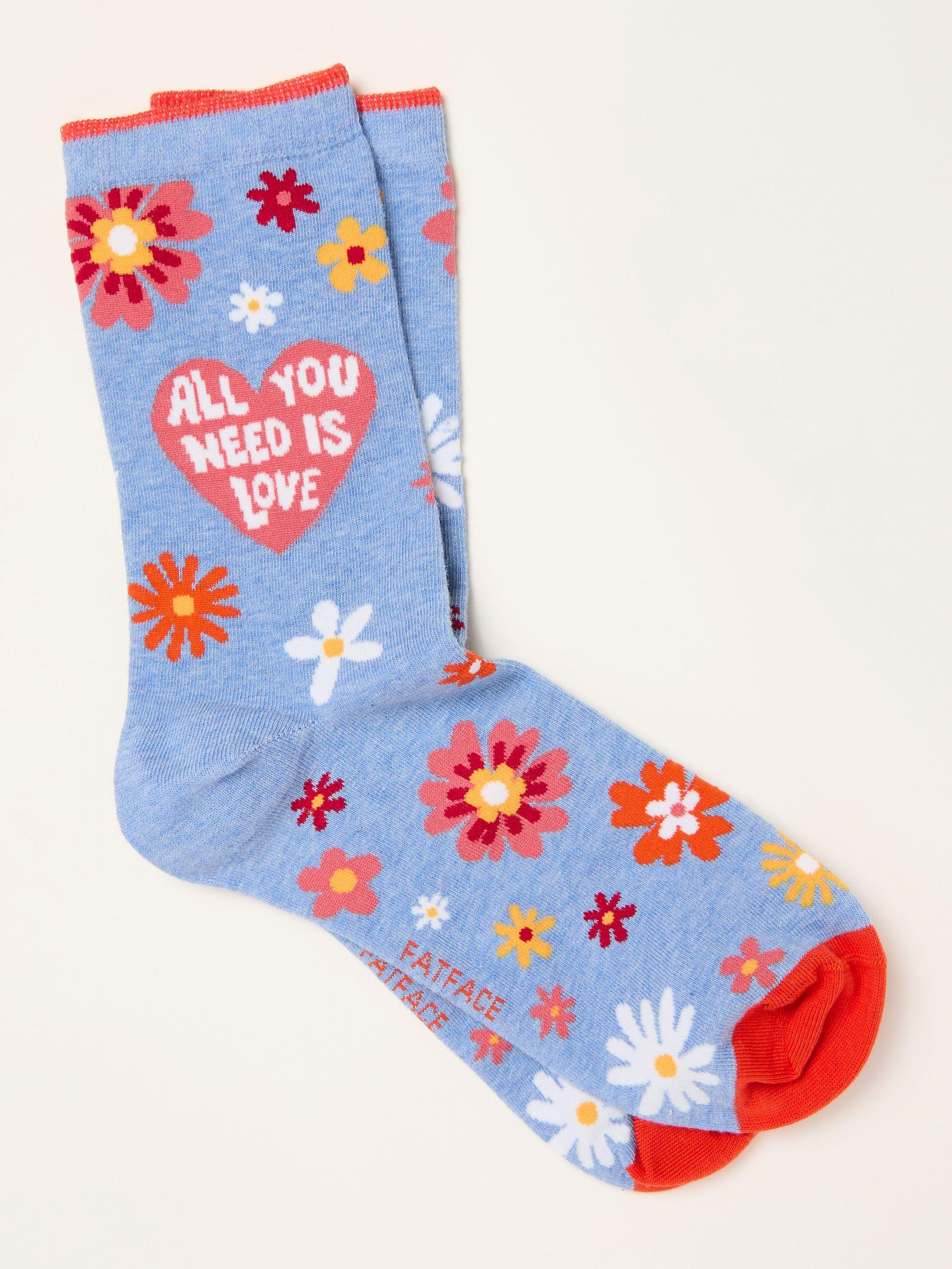 Pink The Beatles All You Need Is Love Socks by FAT FACE