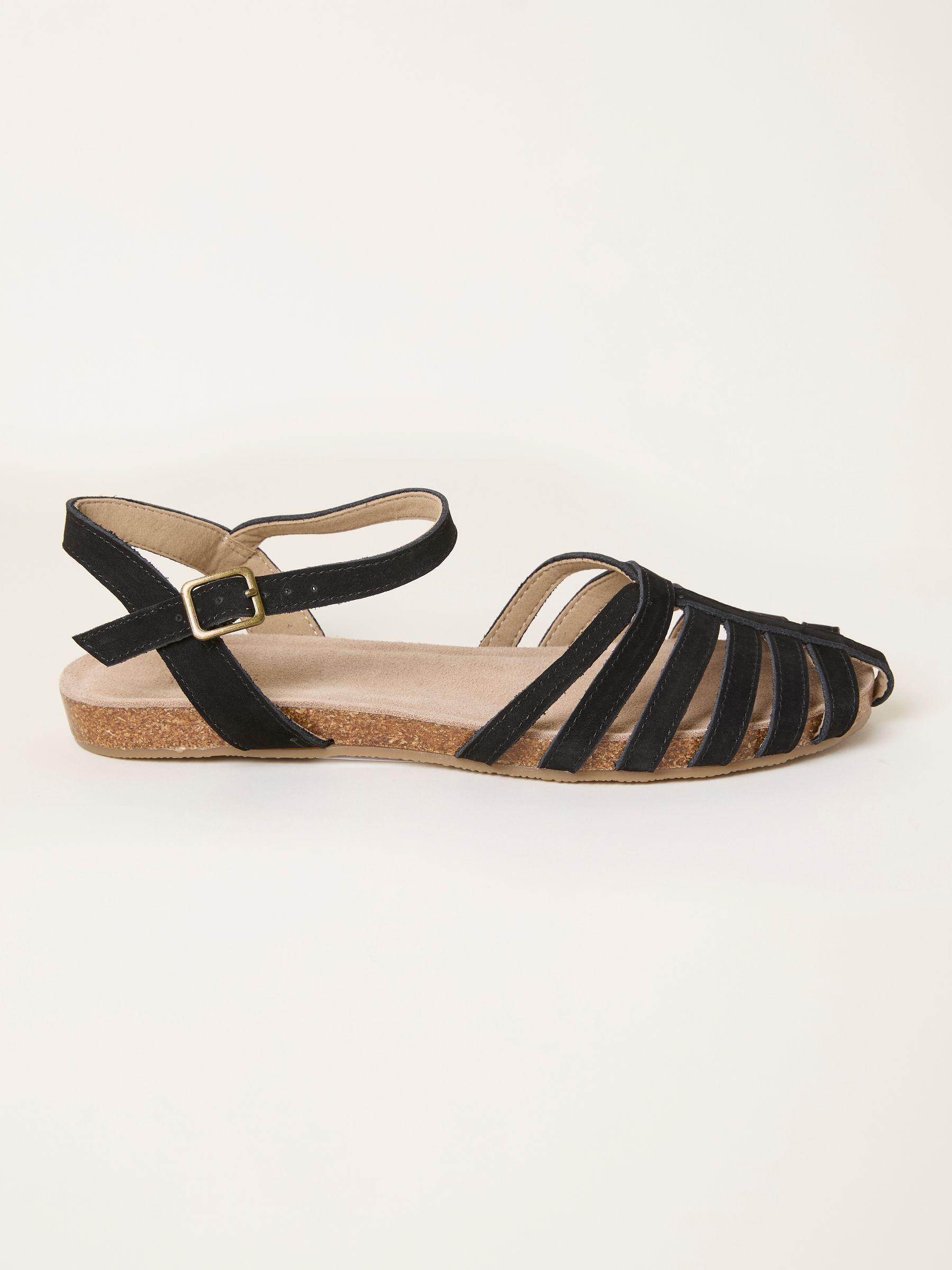 Posy Black Leather Dainty Fisherman Sandal by FAT FACE