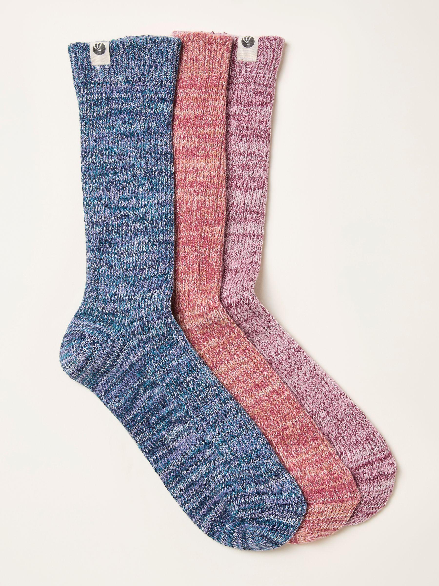 Purple Boot 3 Pairs of Socks by FAT FACE