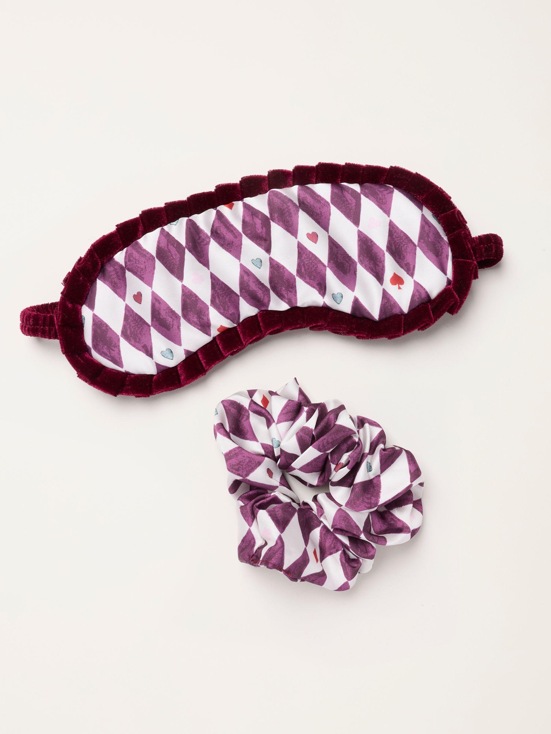 Purple Printed Eye Mask and Scrunchie Set by FAT FACE