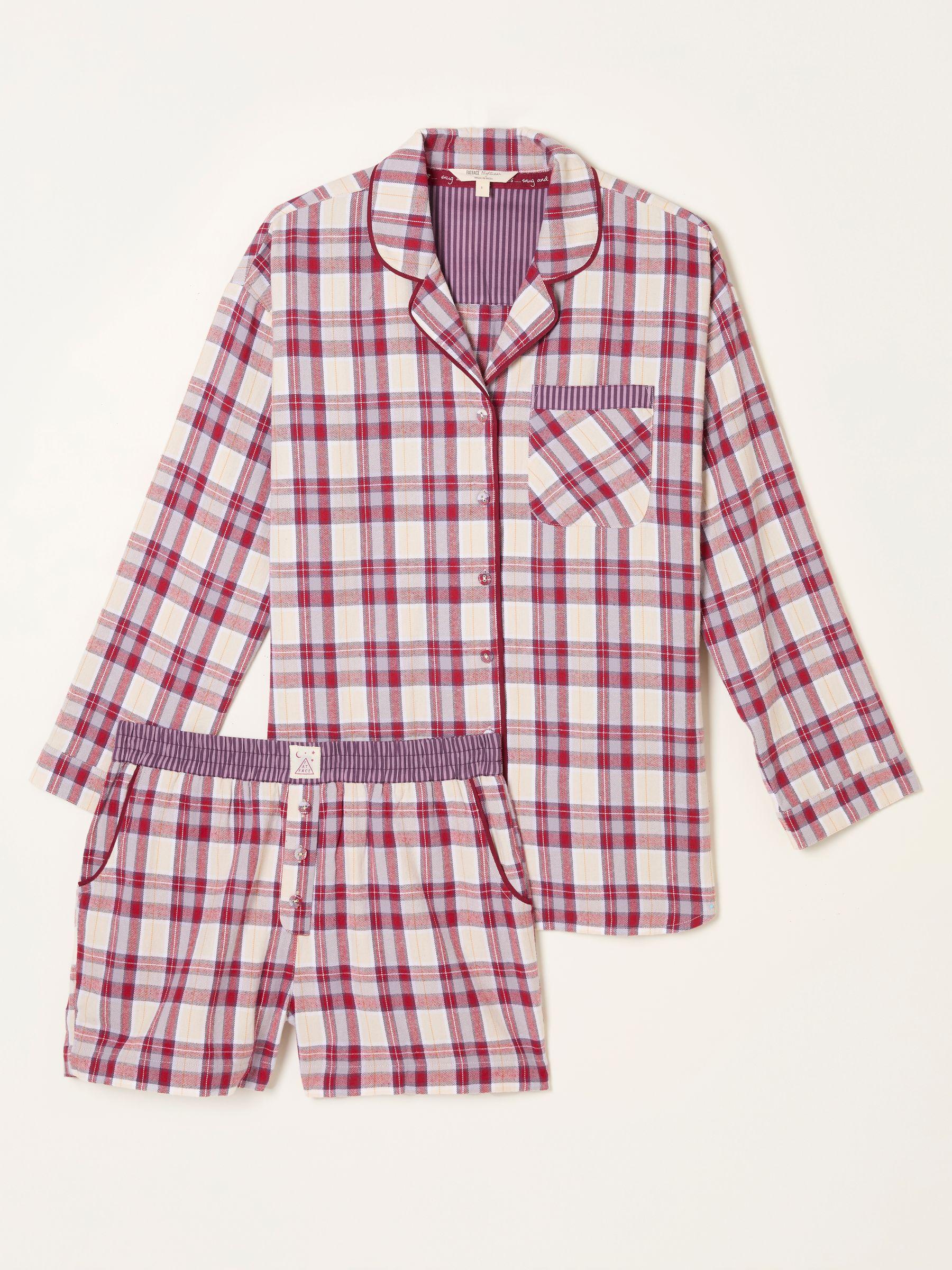 Purple Woven Check Pyjama Short Set by FAT FACE