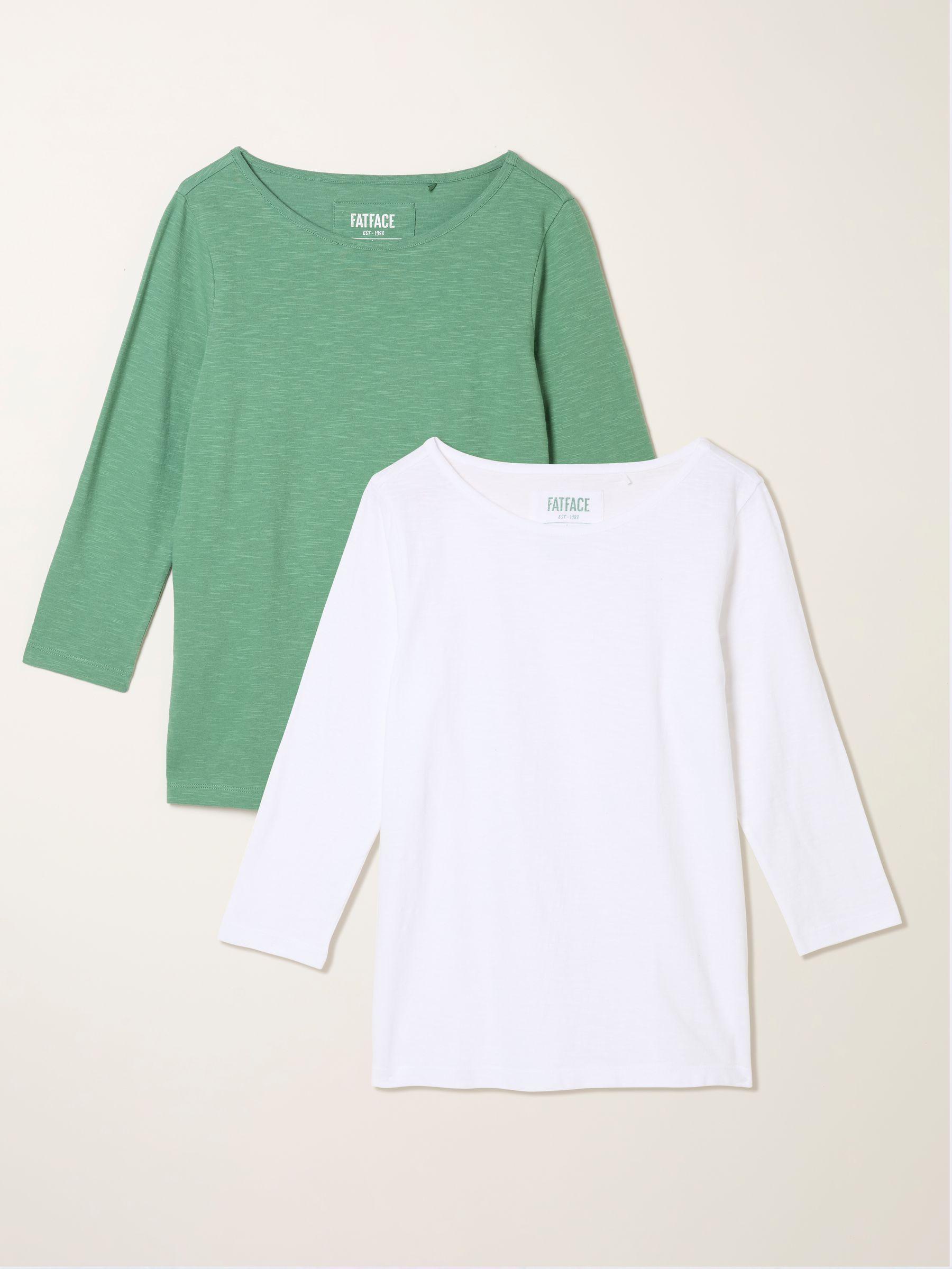 Quinn Jade Green/White 2 Pack 3/4 Sleeve T Shirt by FAT FACE