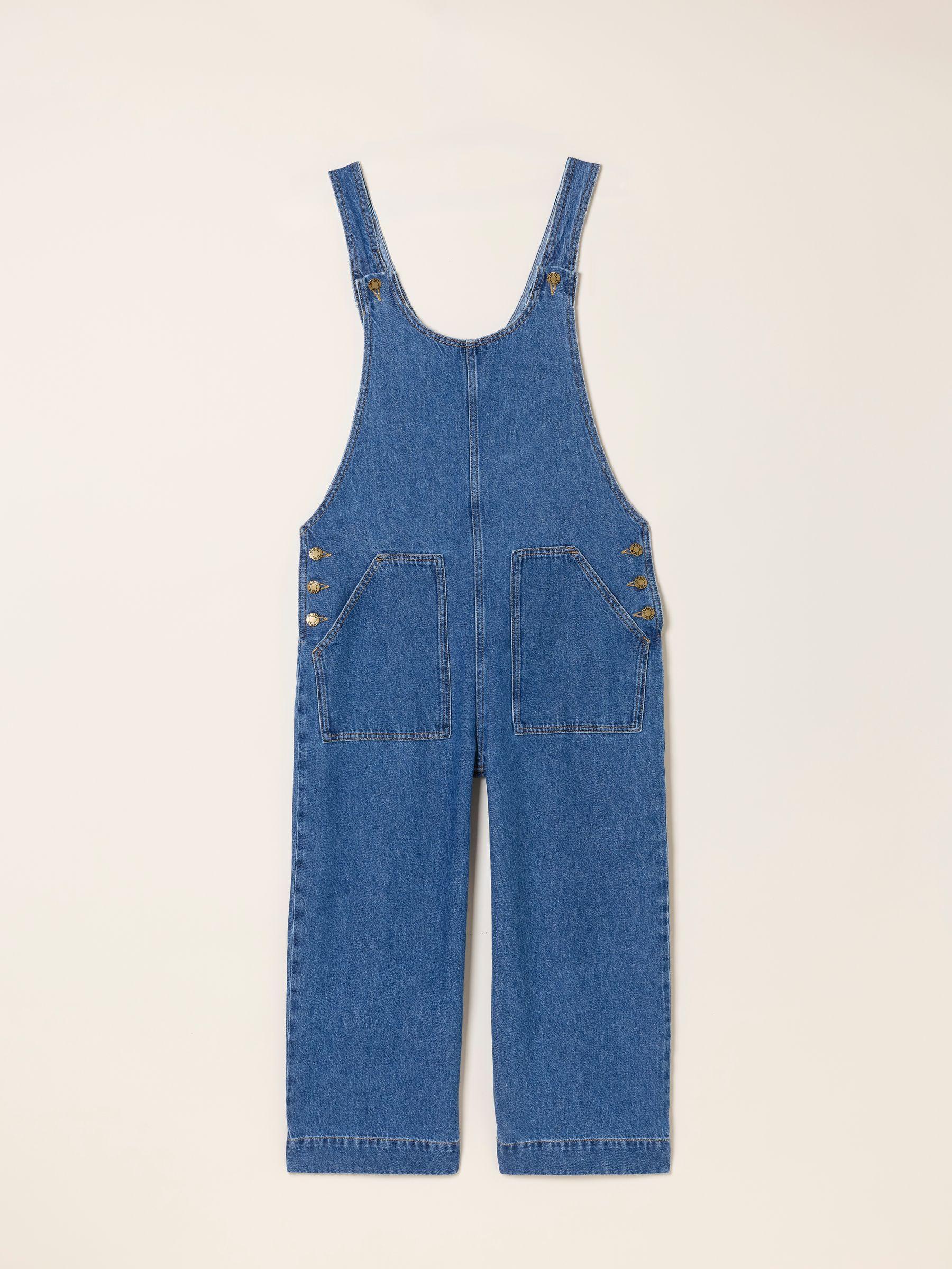 Raffles Blue Denim Cropped Wide Leg Dungaree by FAT FACE