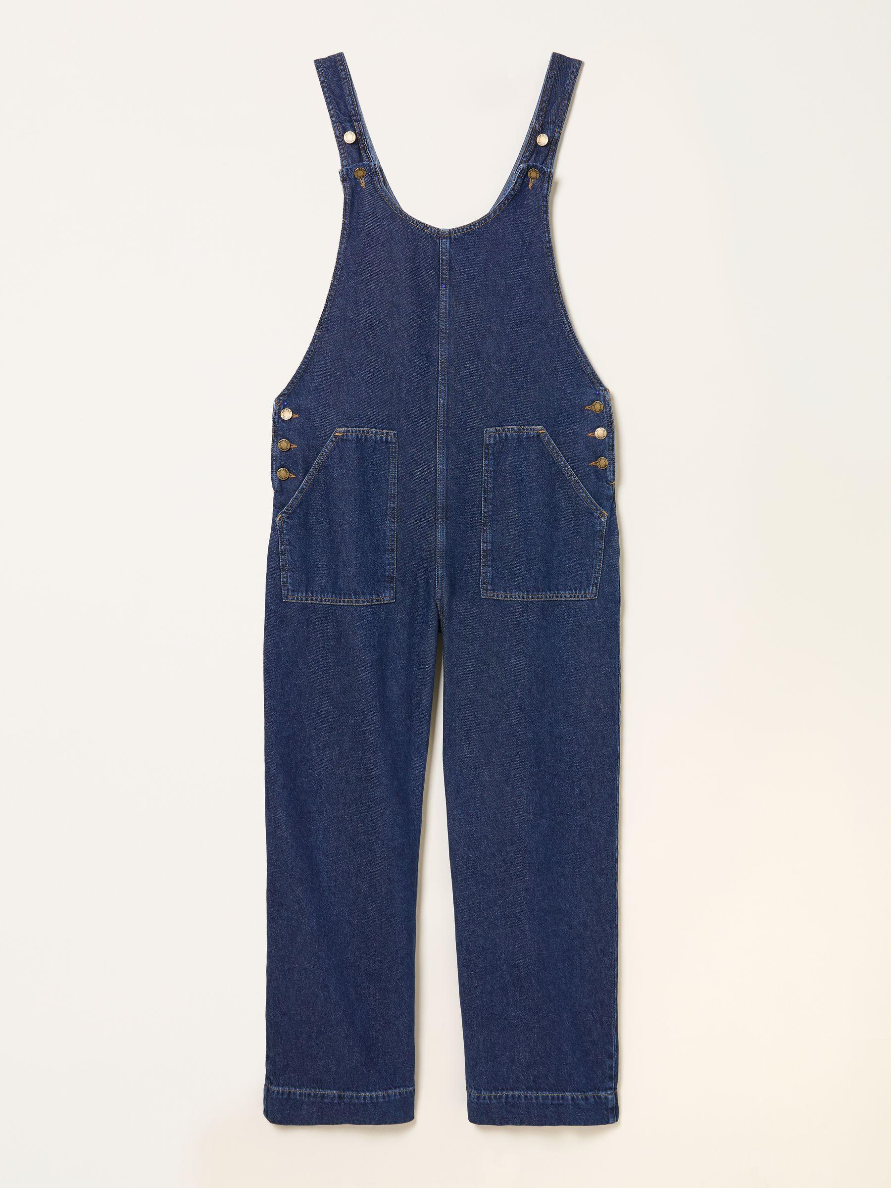 Raffles Blue Denim Wide Leg Dungaree by FAT FACE