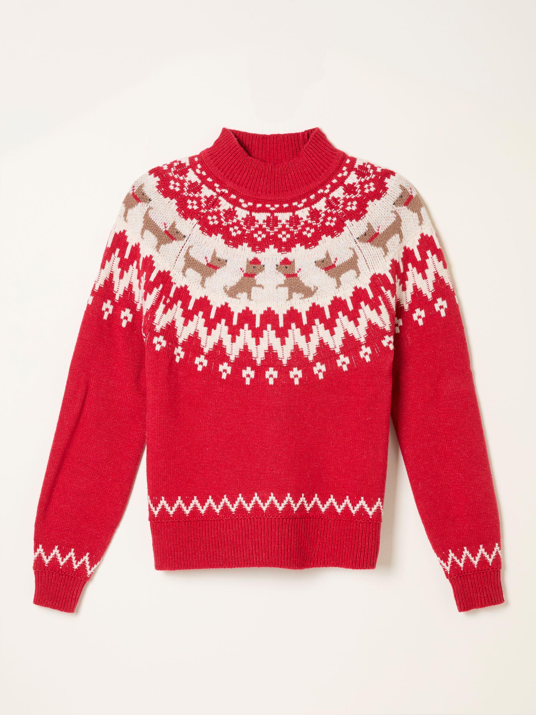 Red Dog Fairisle Knitted High Neck Jumper by FAT FACE