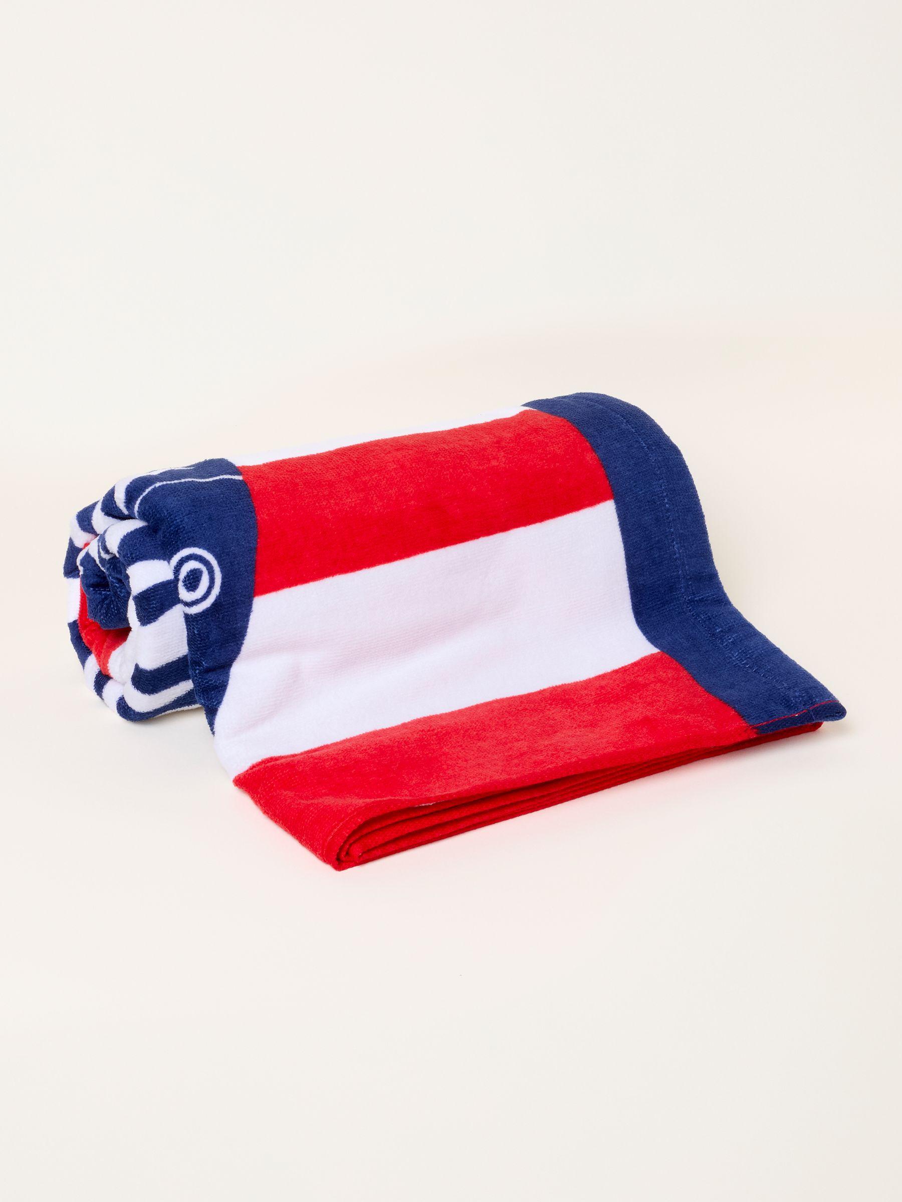 Red Fish Stripe Towel by FAT FACE