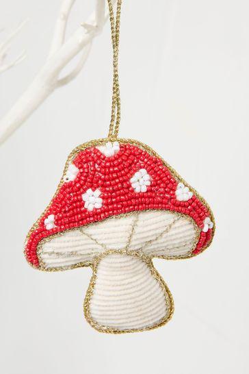 Red Toadstool Embellished Decoration by FAT FACE