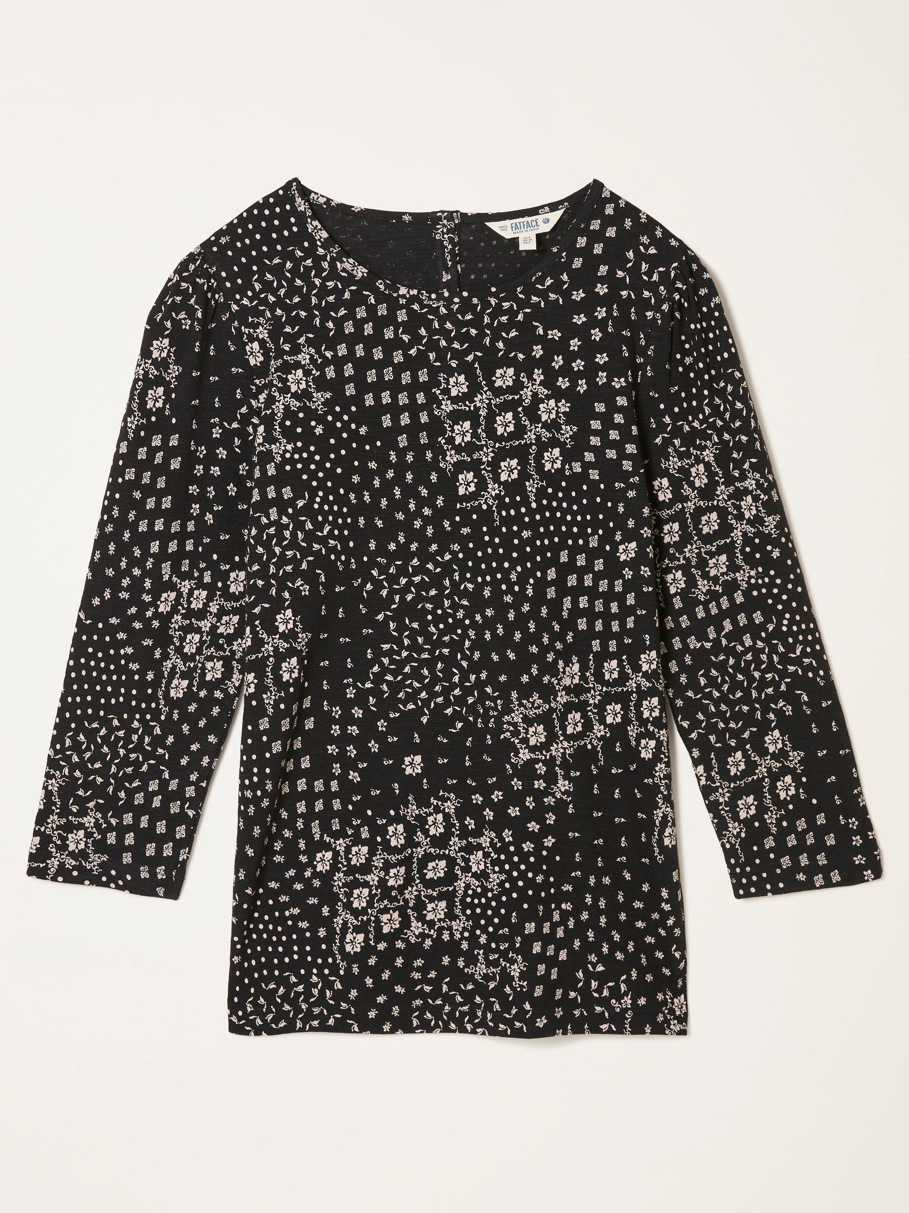 Ria Black Mono Patchwork Top by FAT FACE
