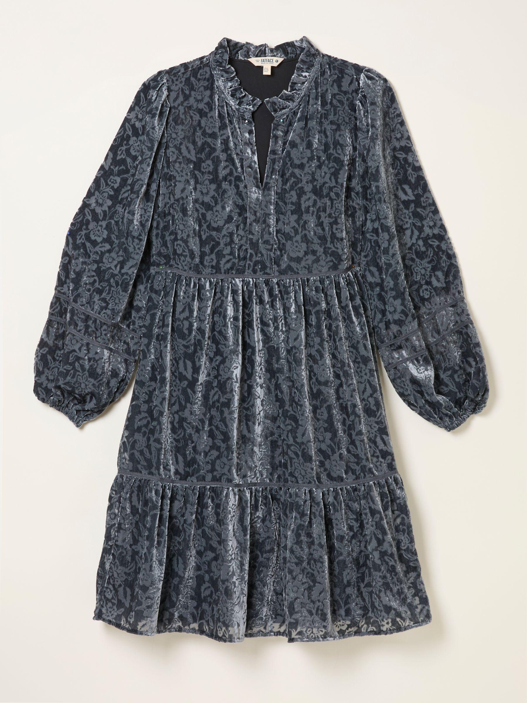 Riley Dark Grey Petite Devore Mini Dress by FAT FACE