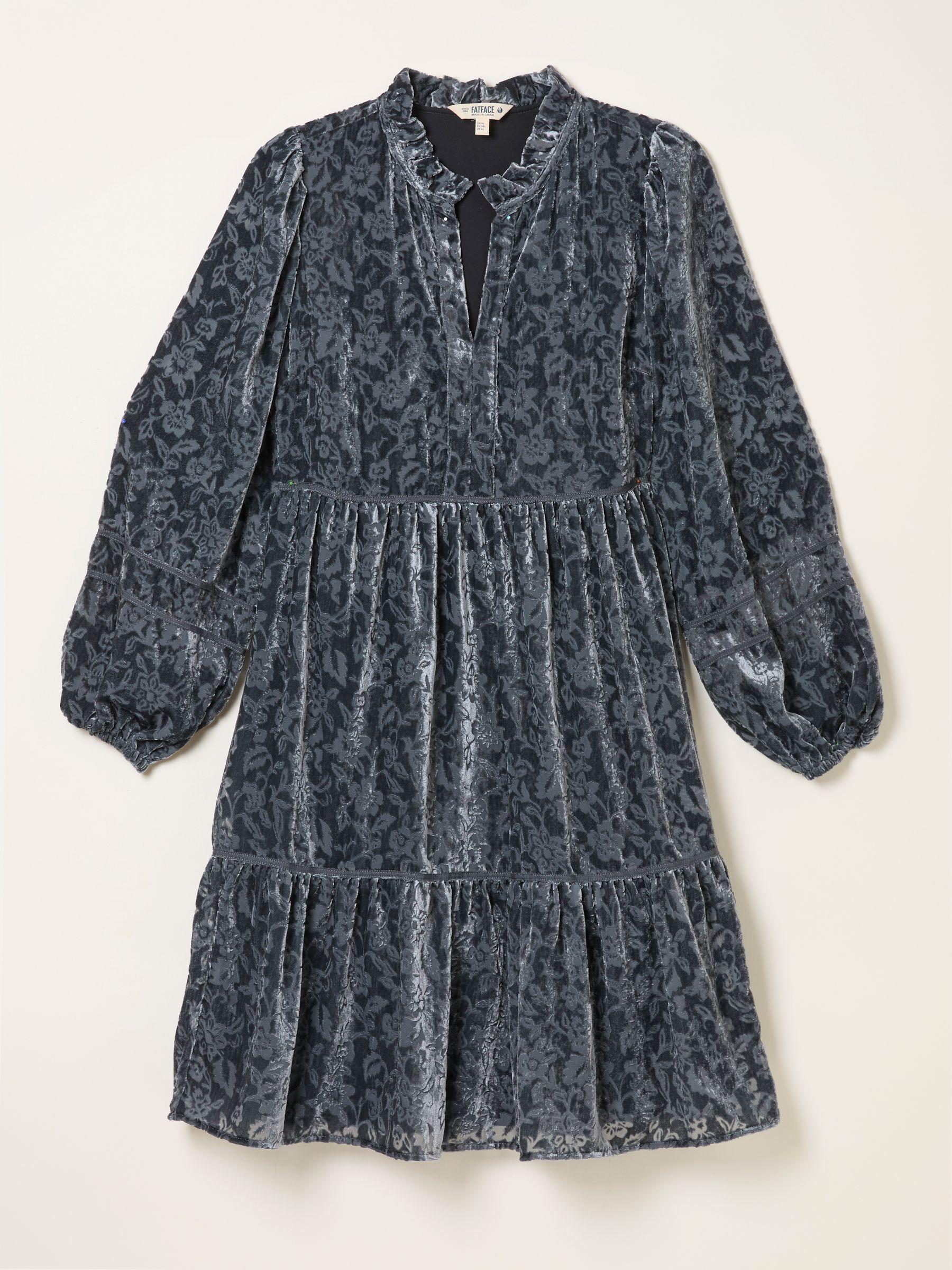 Riley Dark Grey Regular Devore Mini Dress by FAT FACE