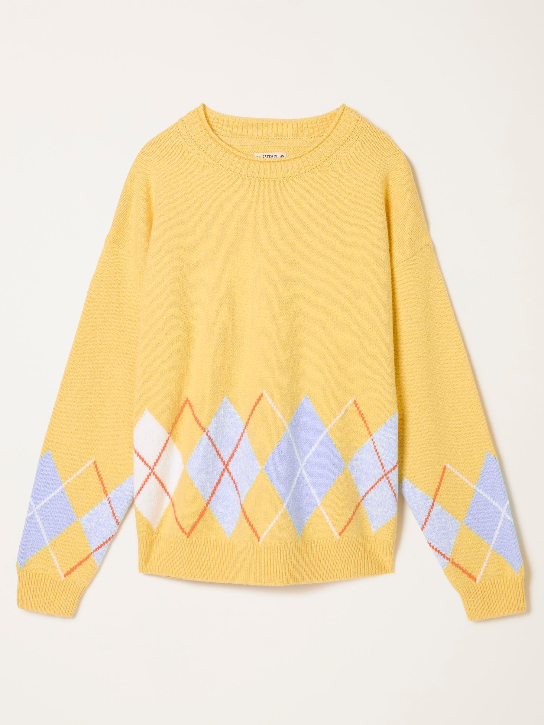 Rue Yellow Knitted Argyle Jumper by FAT FACE
