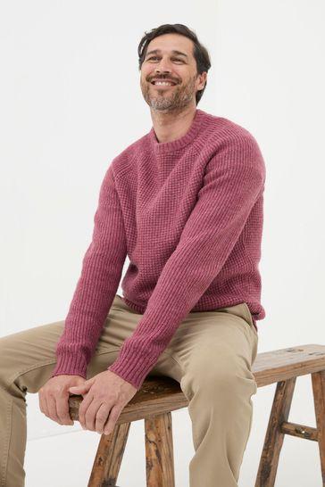 Rye Burgundy Red Cotton Cashmere Crew Neck Jumper by FAT FACE Rye Burgundy Red Cotton Cashmere Crew Neck Jumper by FAT FACE