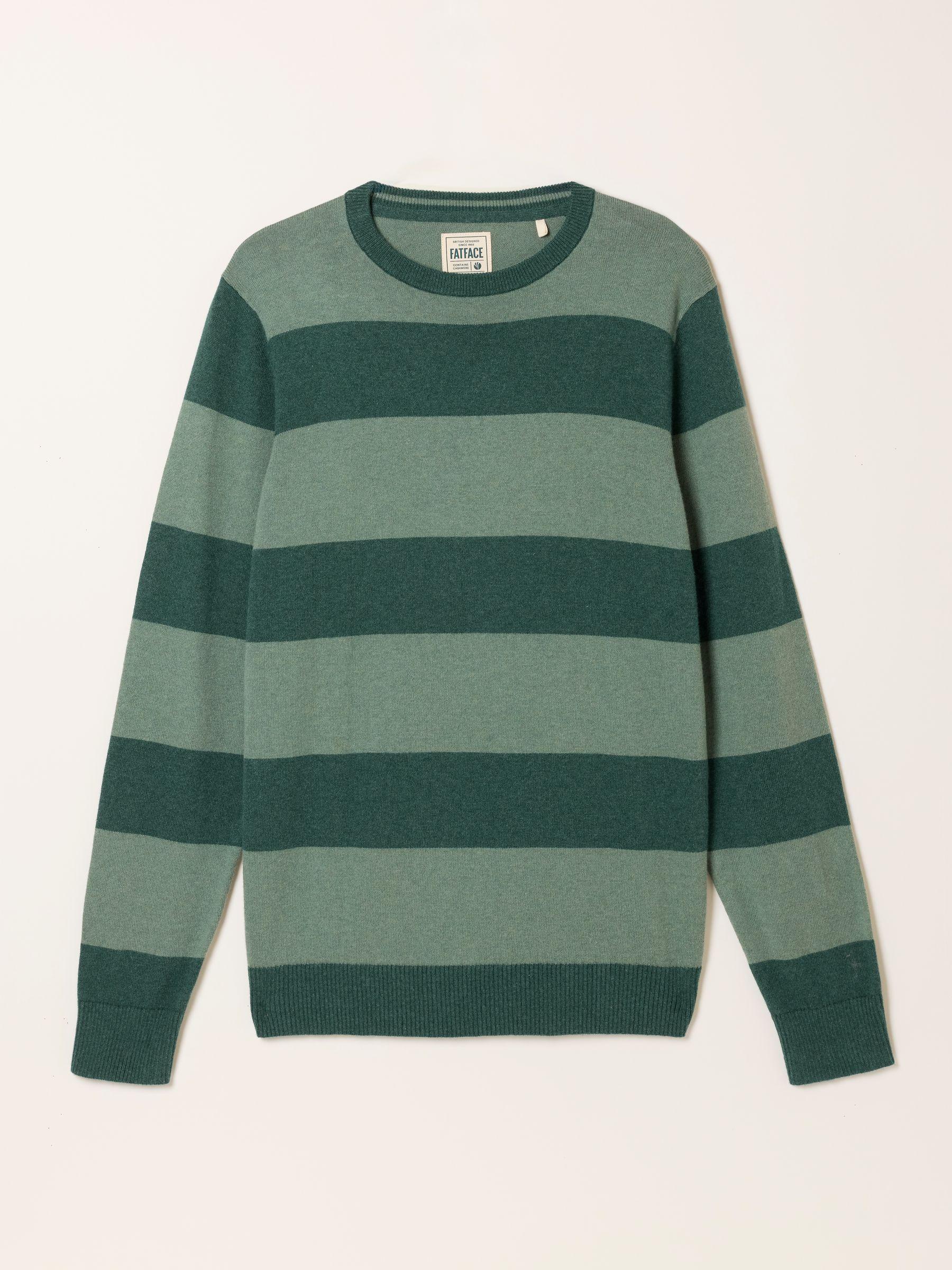 Rye Emerald Green Tonal Stripe Crew Jumper by FAT FACE