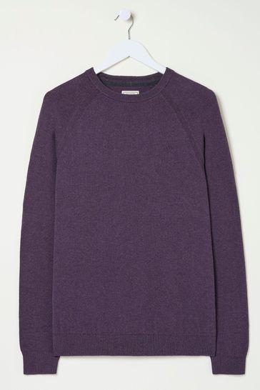 Rye Teal Blue Cotton Cashmere Crew Neck Jumper by FAT FACE Rye Teal Blue Cotton Cashmere Crew Neck Jumper by FAT FACE