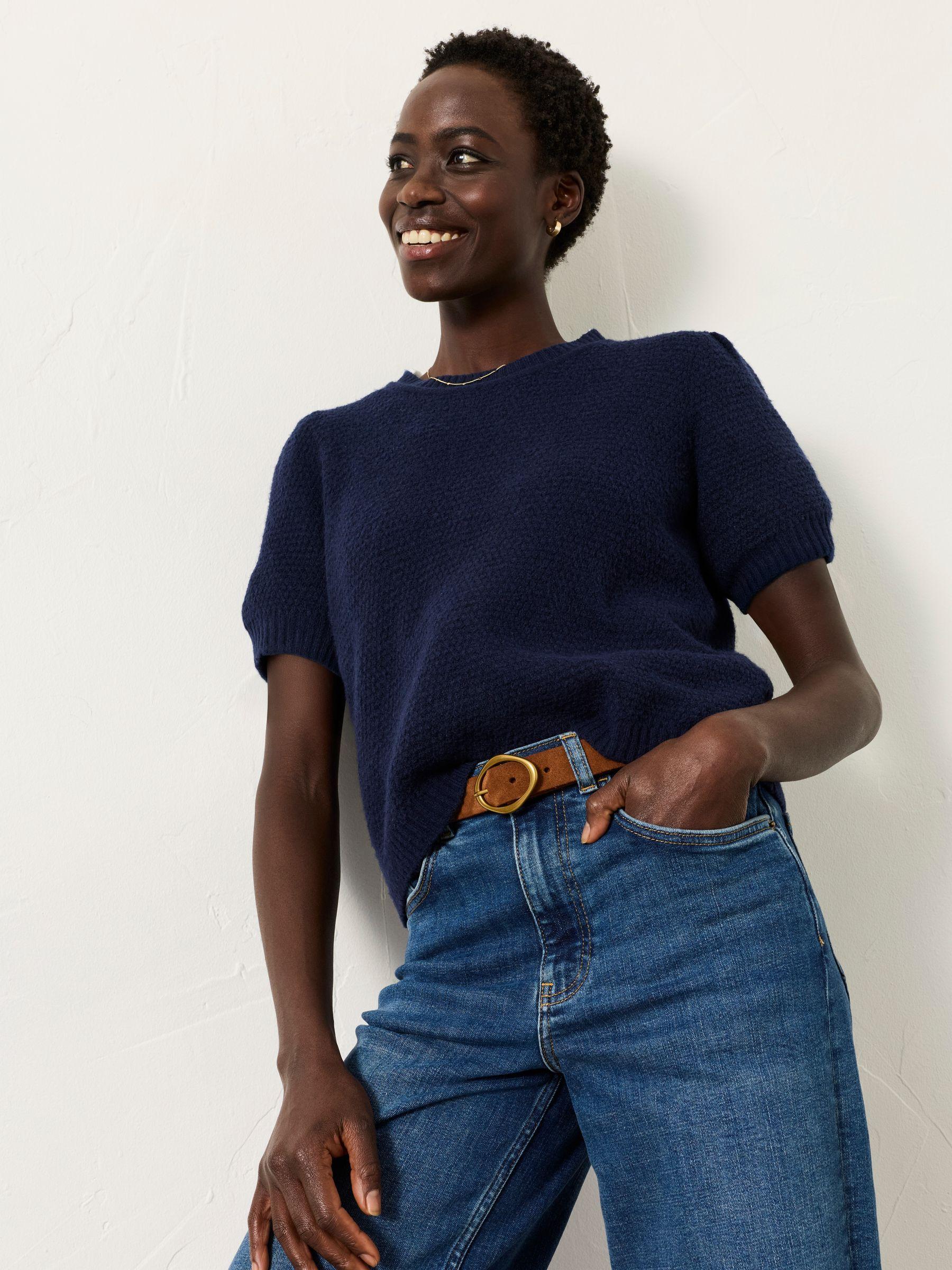 Sadie Navy Knitted TShirt by FAT FACE