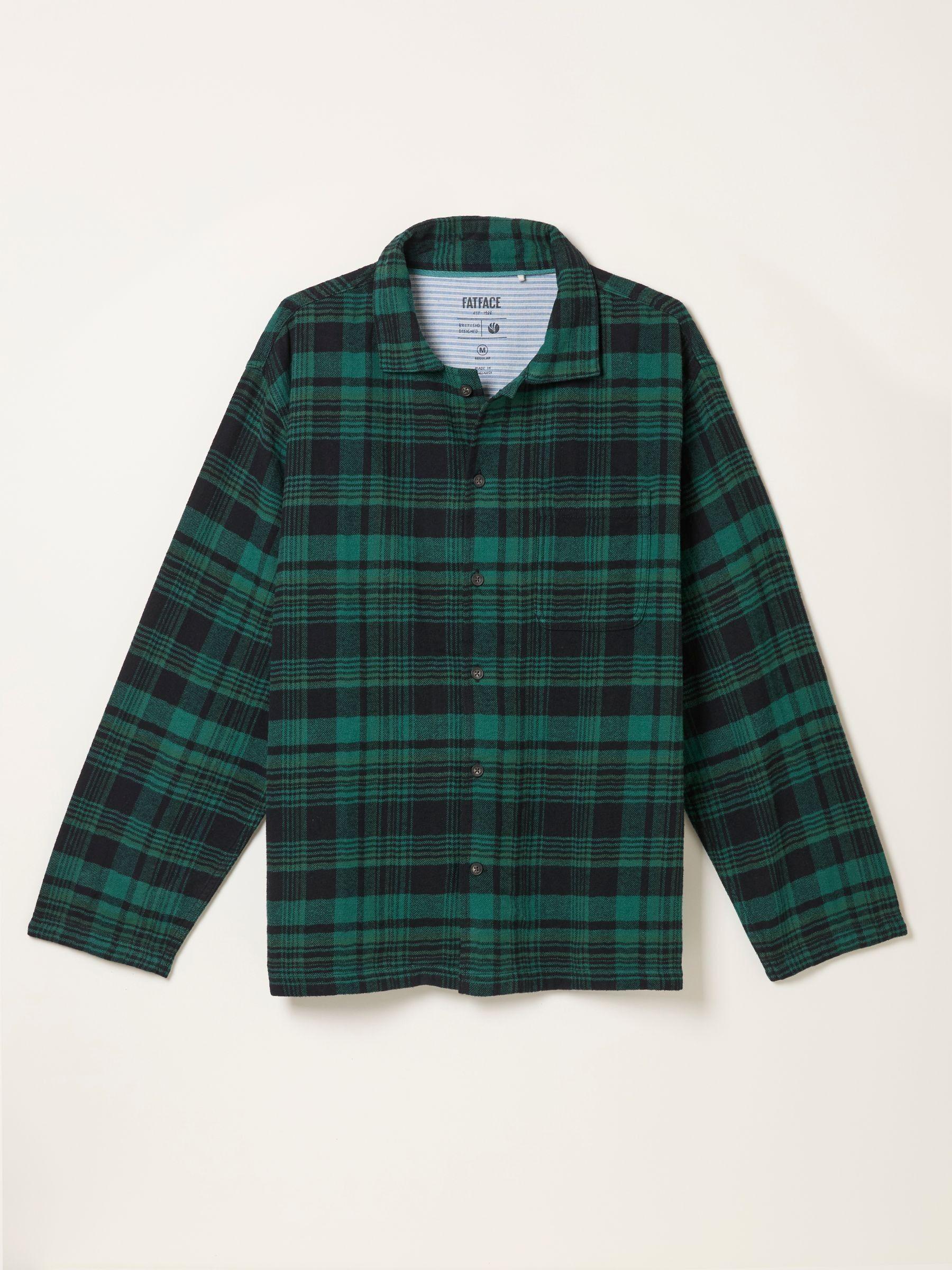 Samphrey Dark Green Check Pyjama Shirt by FAT FACE