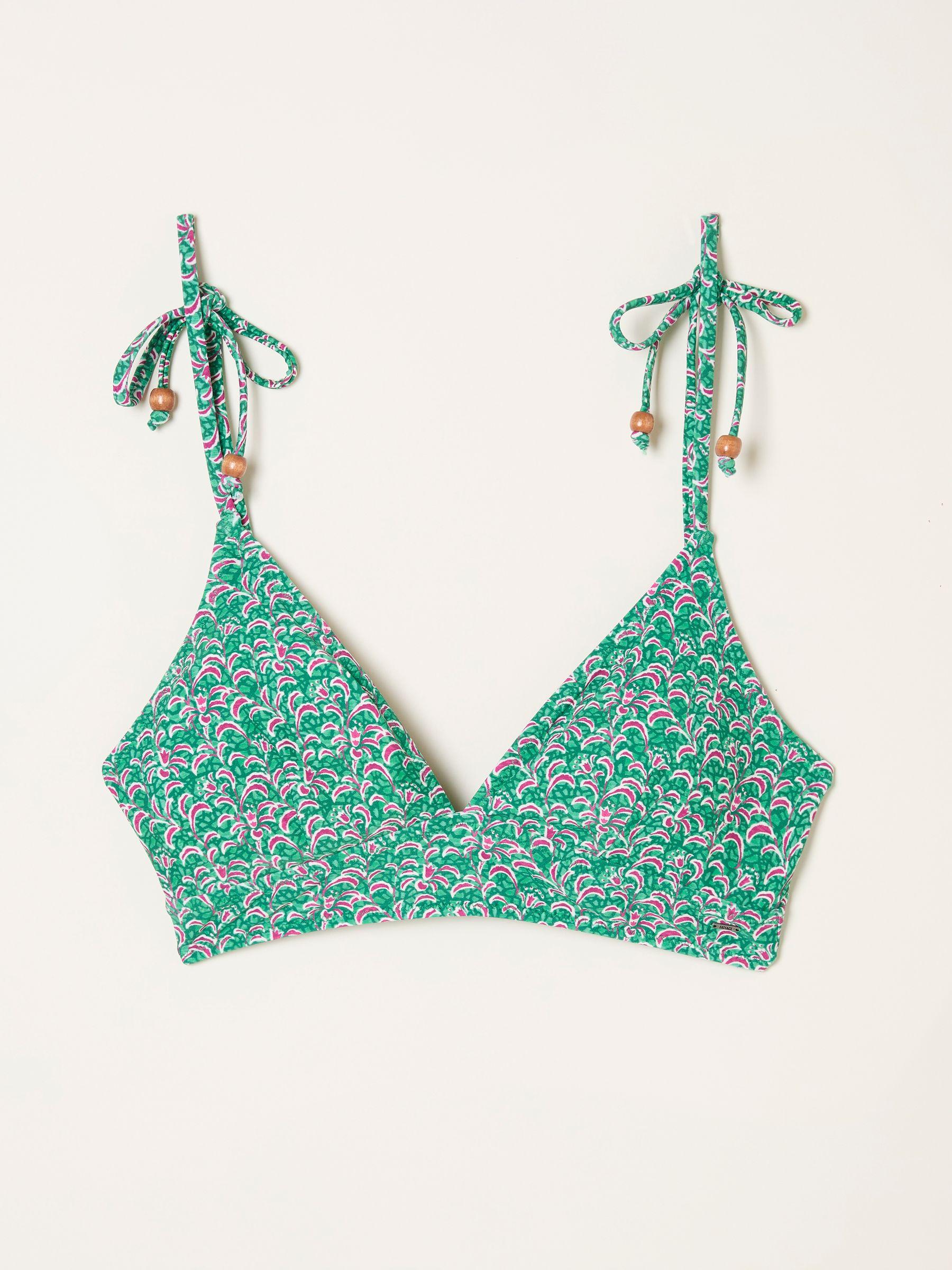Saye Green Vine Floral Print Bikini Top by FAT FACE