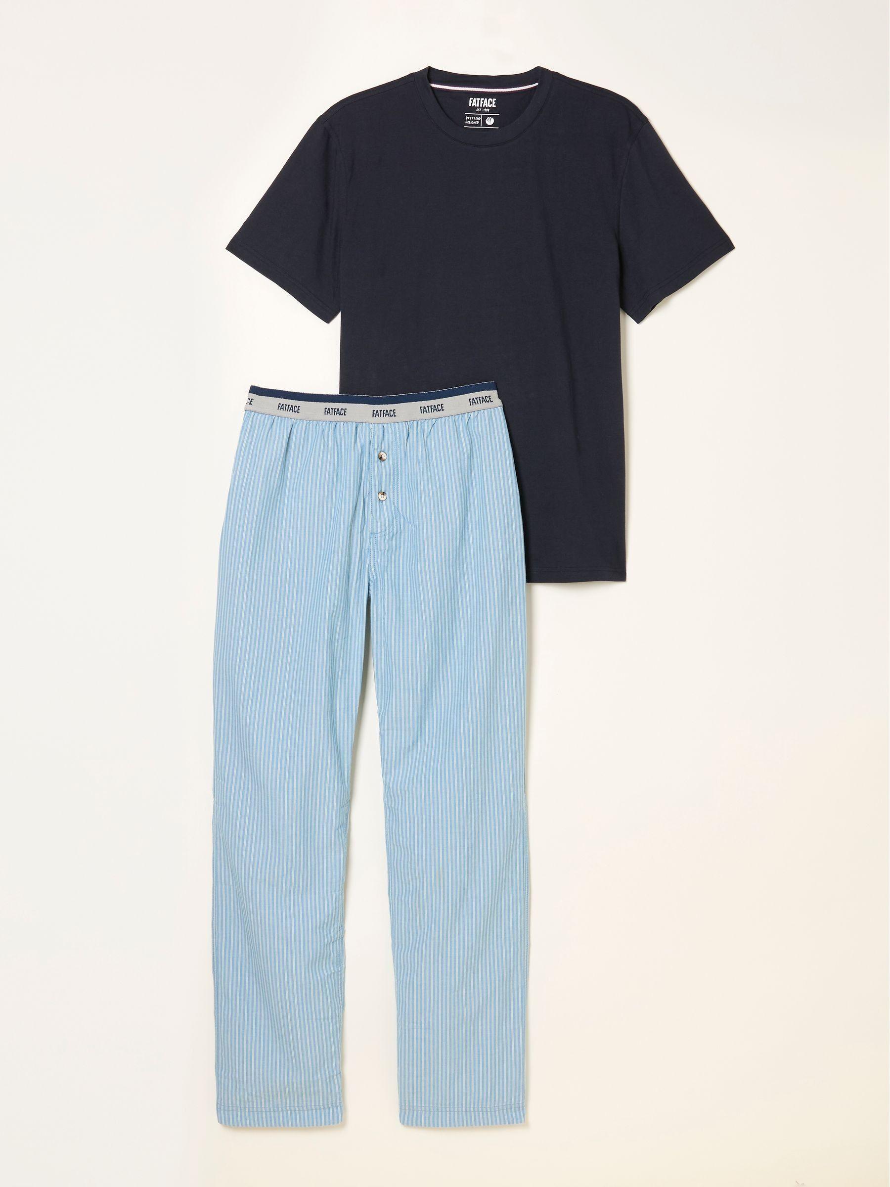 Seil Light Blue Stripe Trouser Pyjama Set by FAT FACE