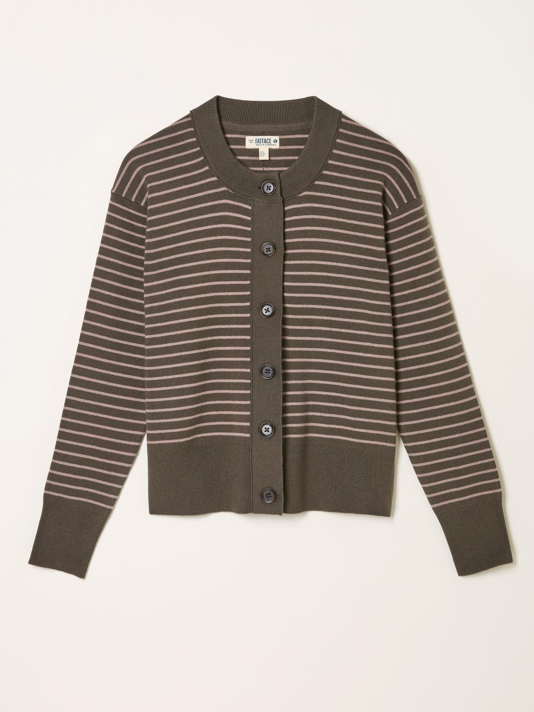 Selene Brown Knitted Stripe Cardigan by FAT FACE