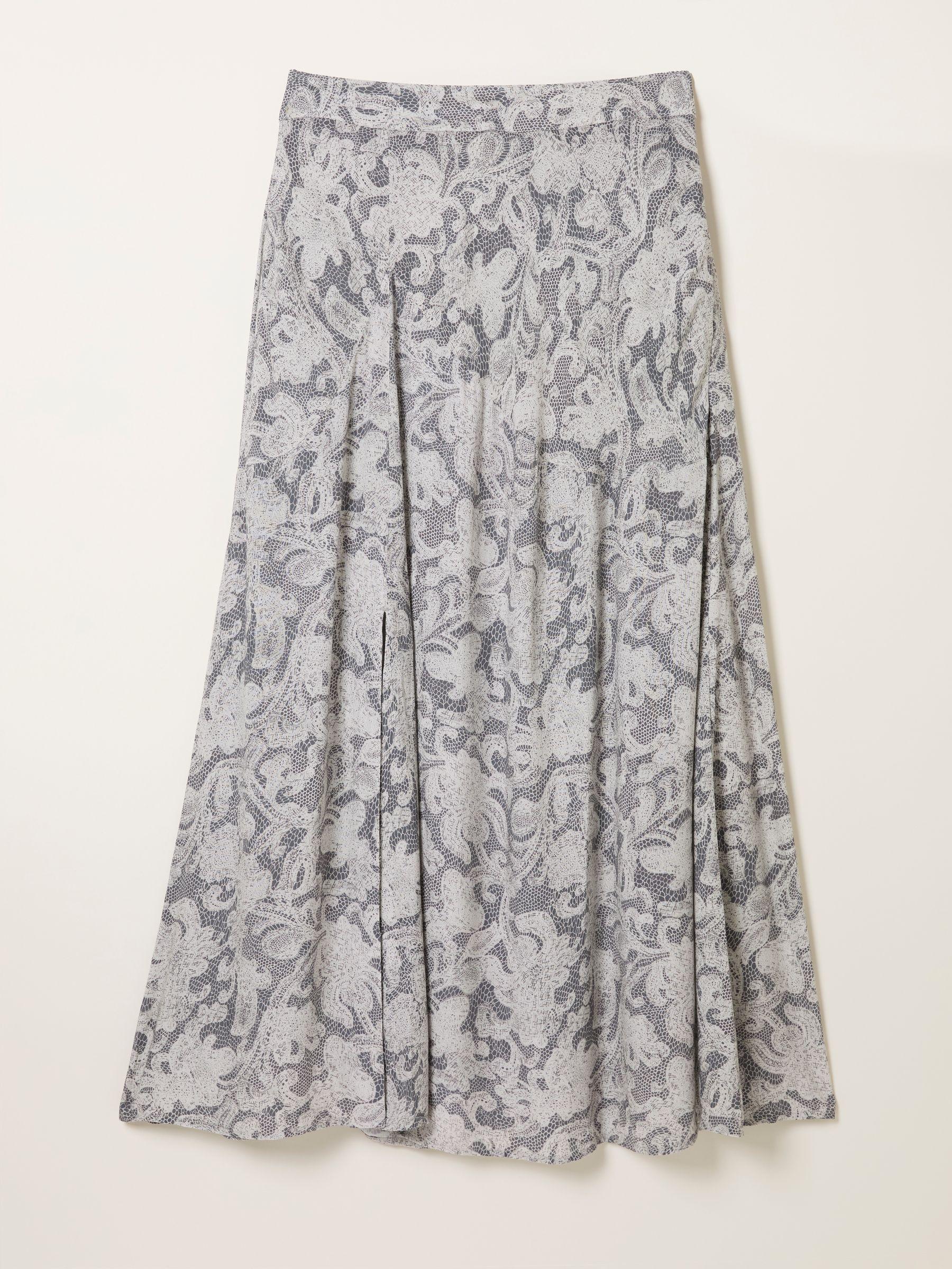 Skye Charcoal Grey Decorative Floral Midi Skirt by FAT FACE