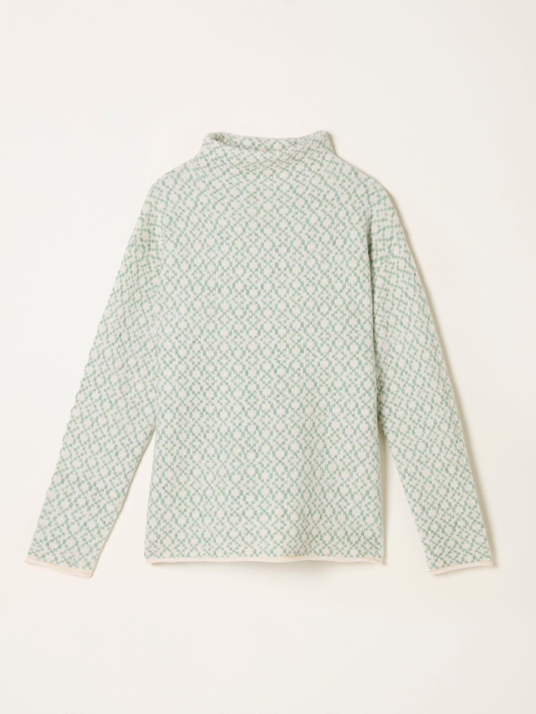 Skye Mint Green Knitted Pattern High Neck Jumper by FAT FACE