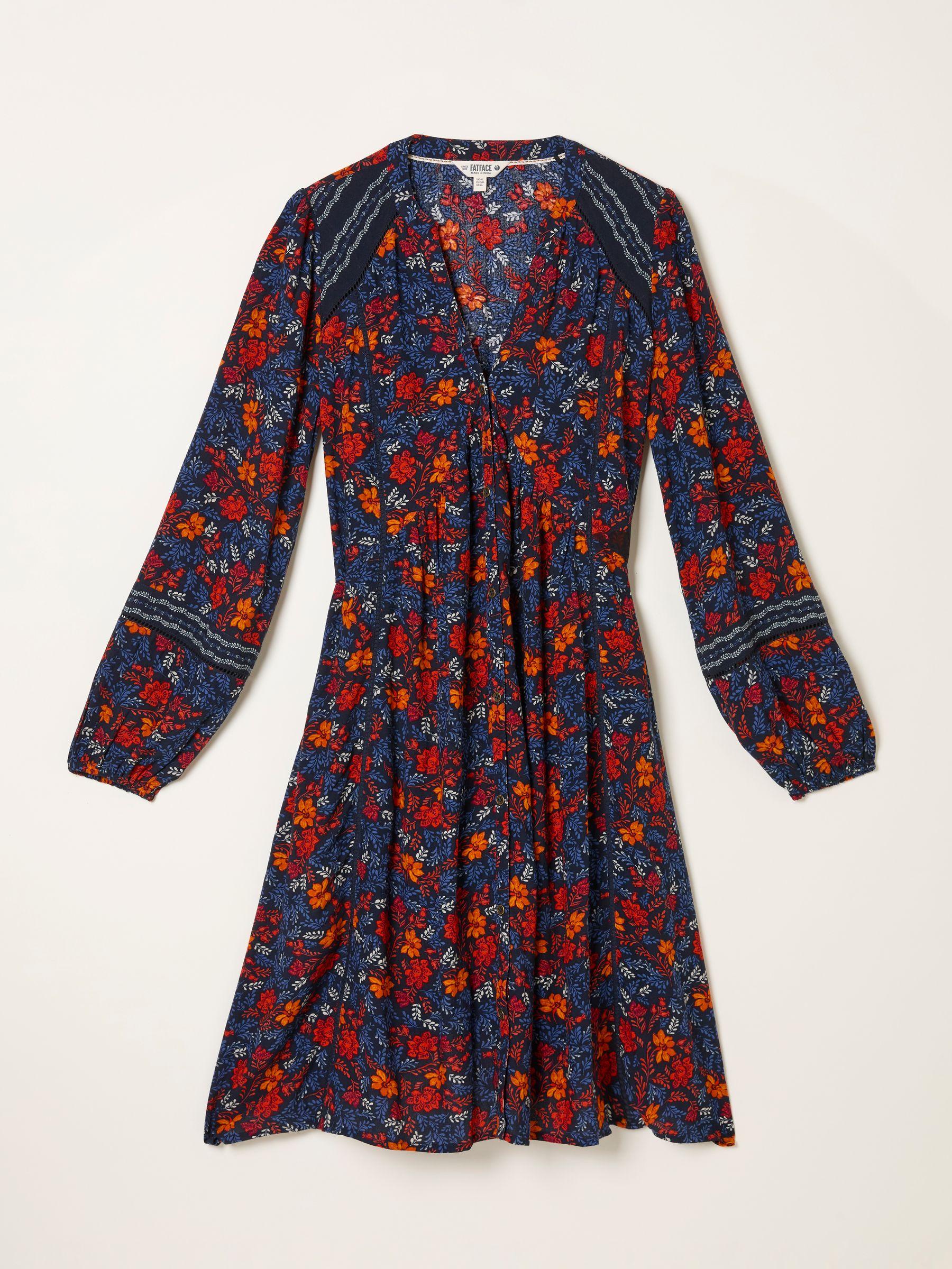 Steph Navy Folk Floral Regular Dress by FAT FACE