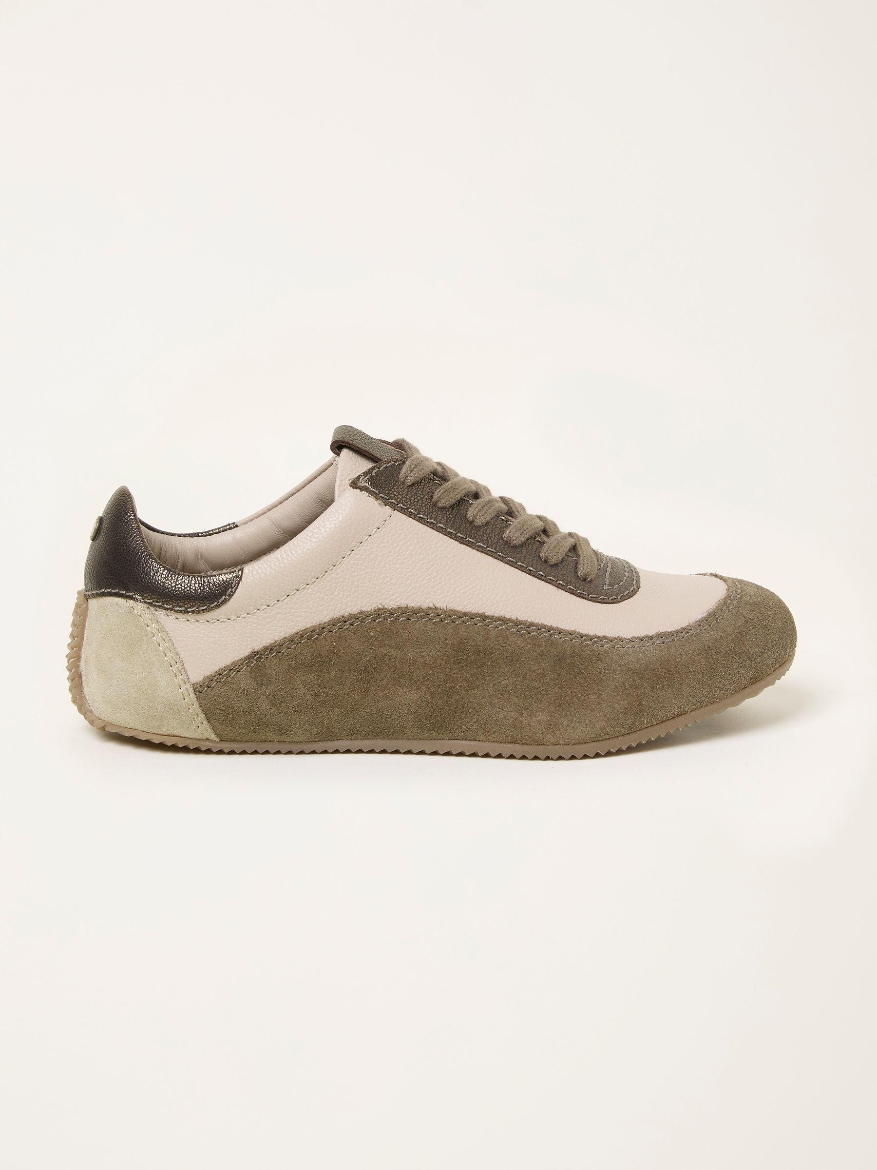 Sylvie Khaki Green Leather Trainer by FAT FACE