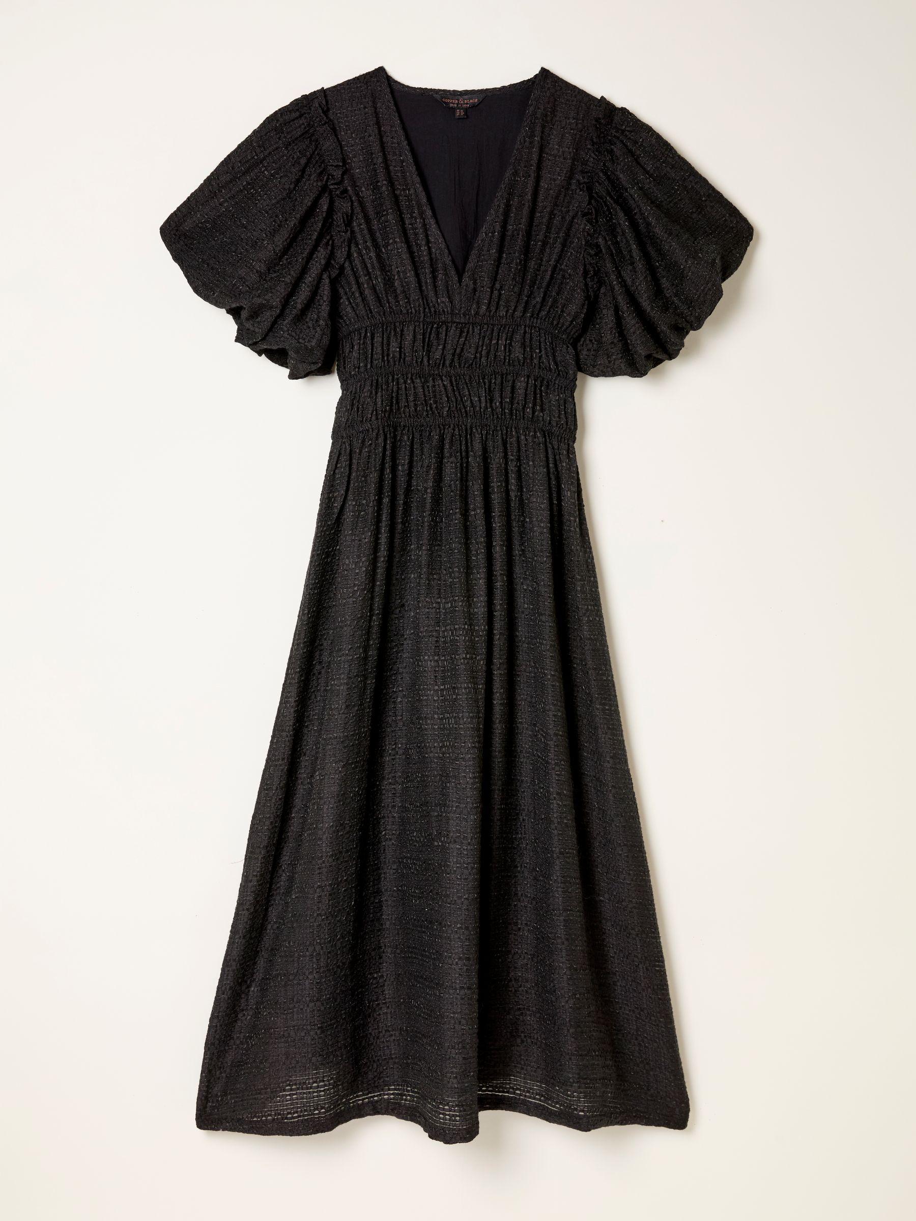Tabitha Black Regular Textured Midi Dress by FAT FACE