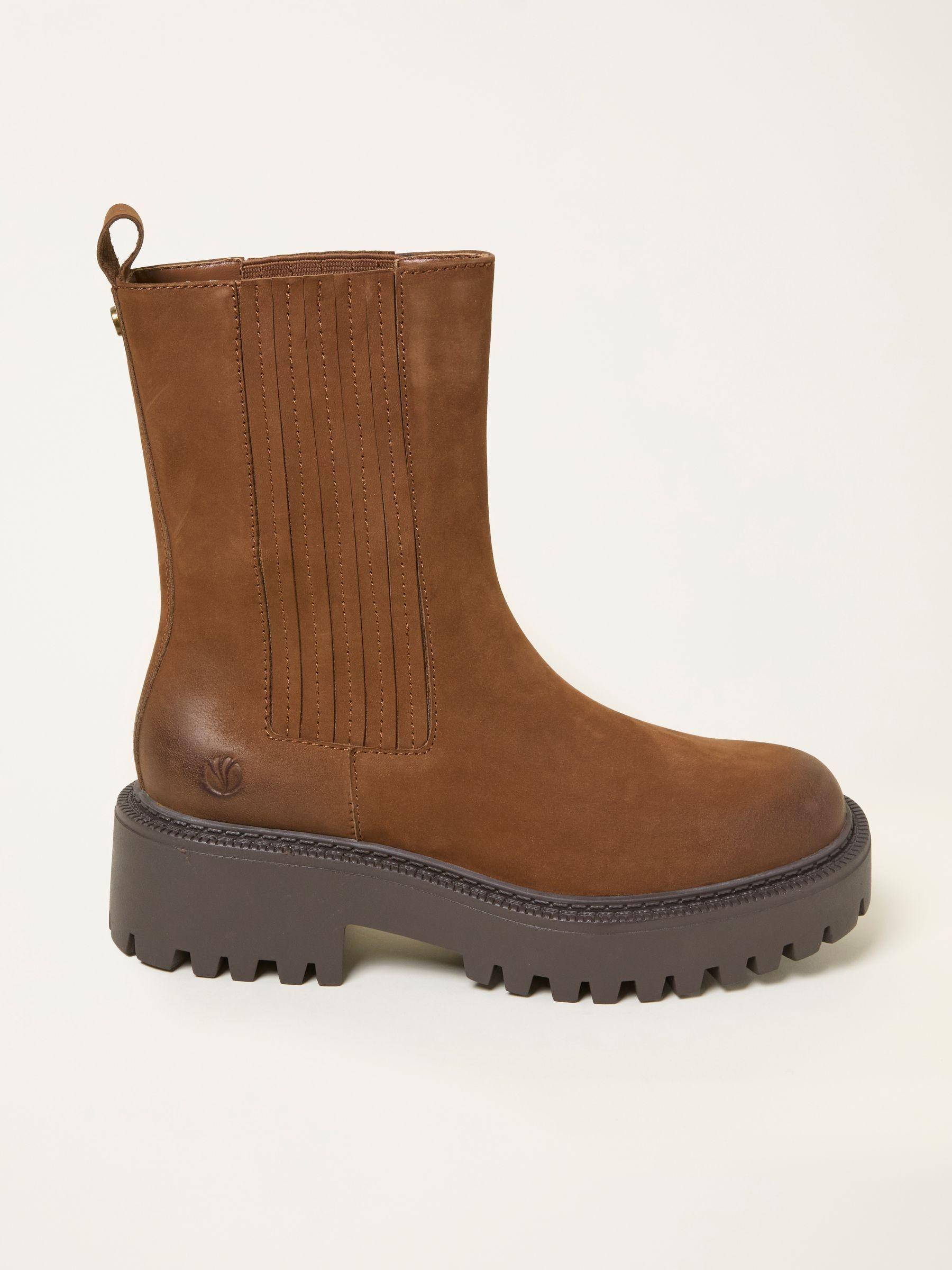 Tan Brown Chunky Tall Chelsea Ankle Boots by FAT FACE