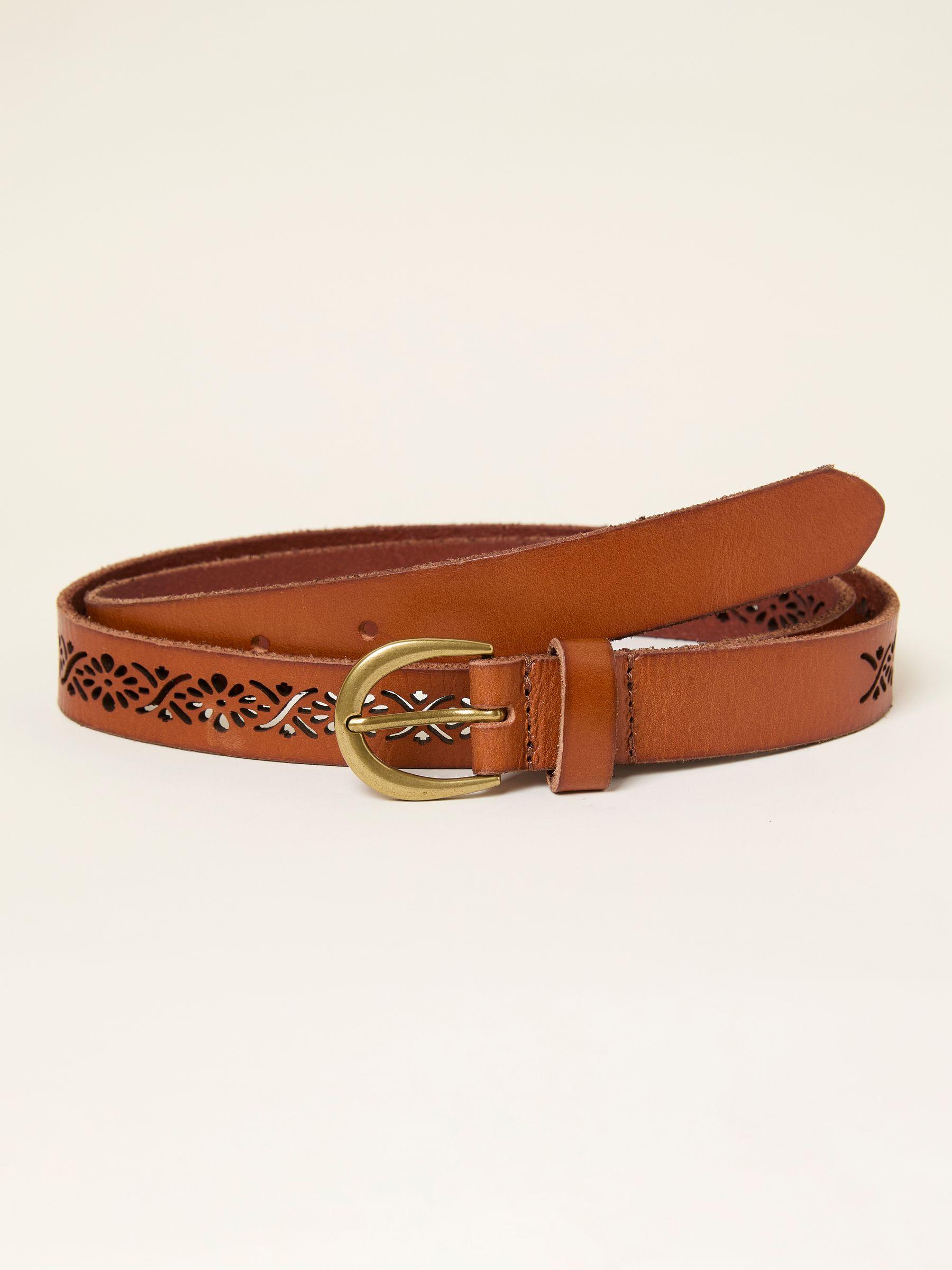 Tan Brown Cut Out Detail Leather Belt by FAT FACE