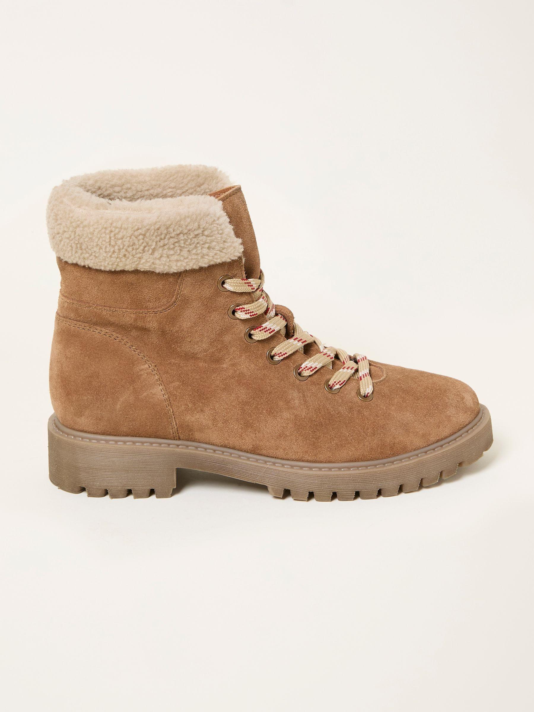 Tan Brown Furlined Hiker Ankle Boots by FAT FACE