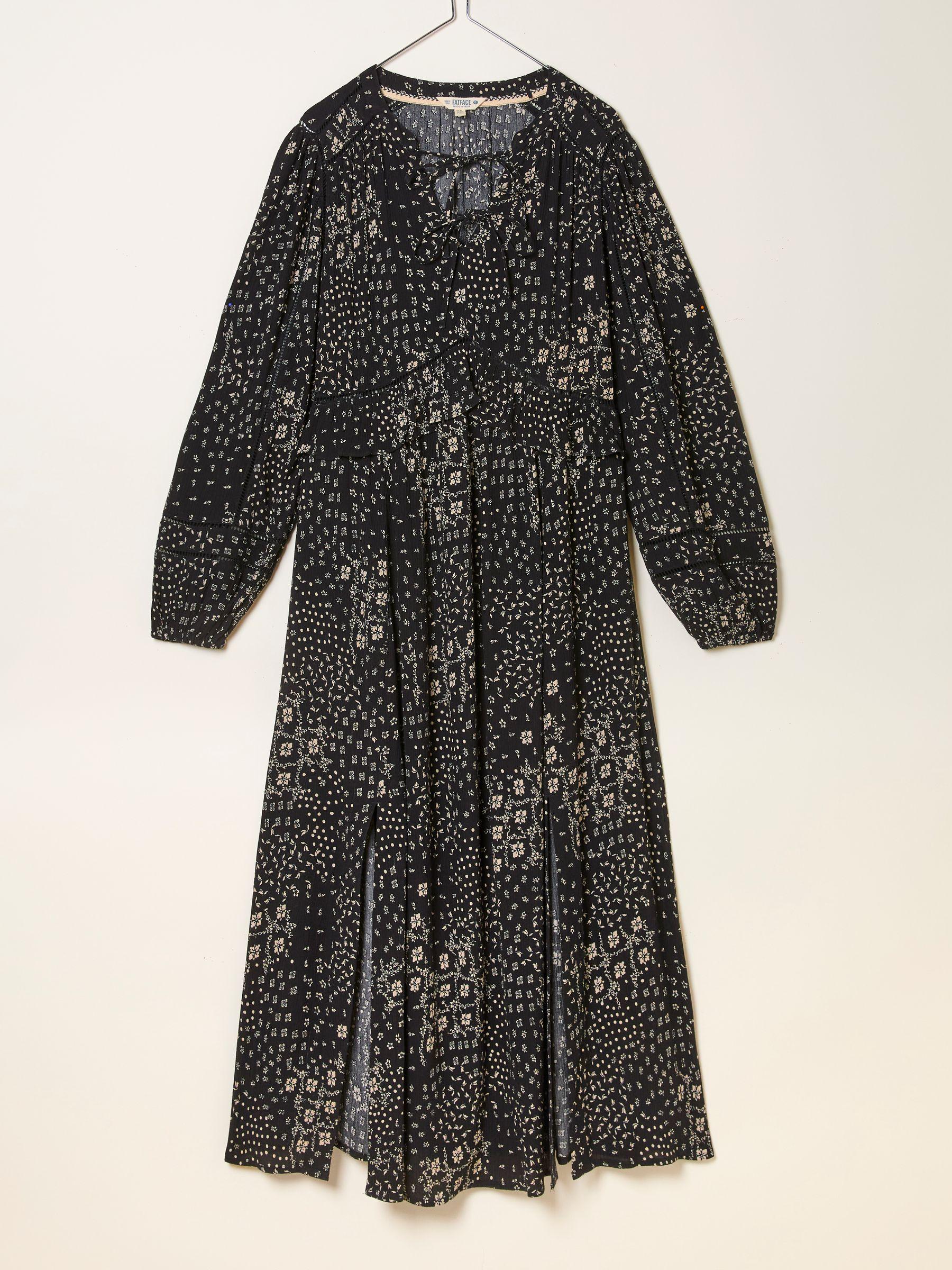 Tara Black Mono Patchwork Petite Floral Dress by FAT FACE
