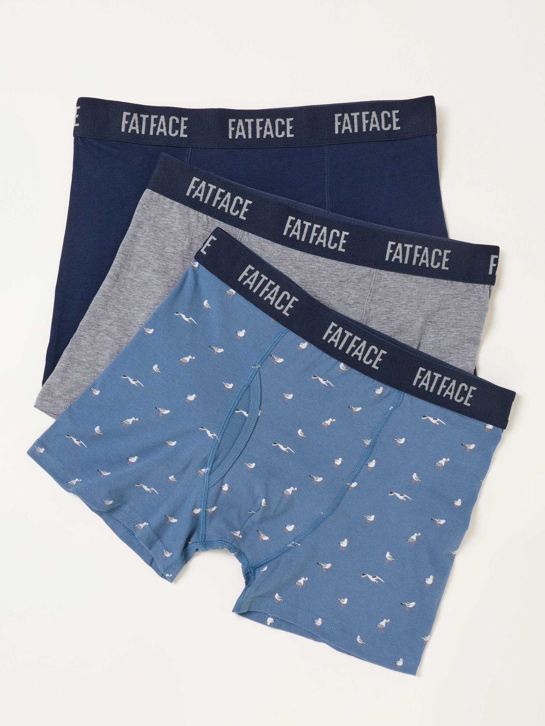 Teal Blue 3 Pack Seagull Boxers by FAT FACE