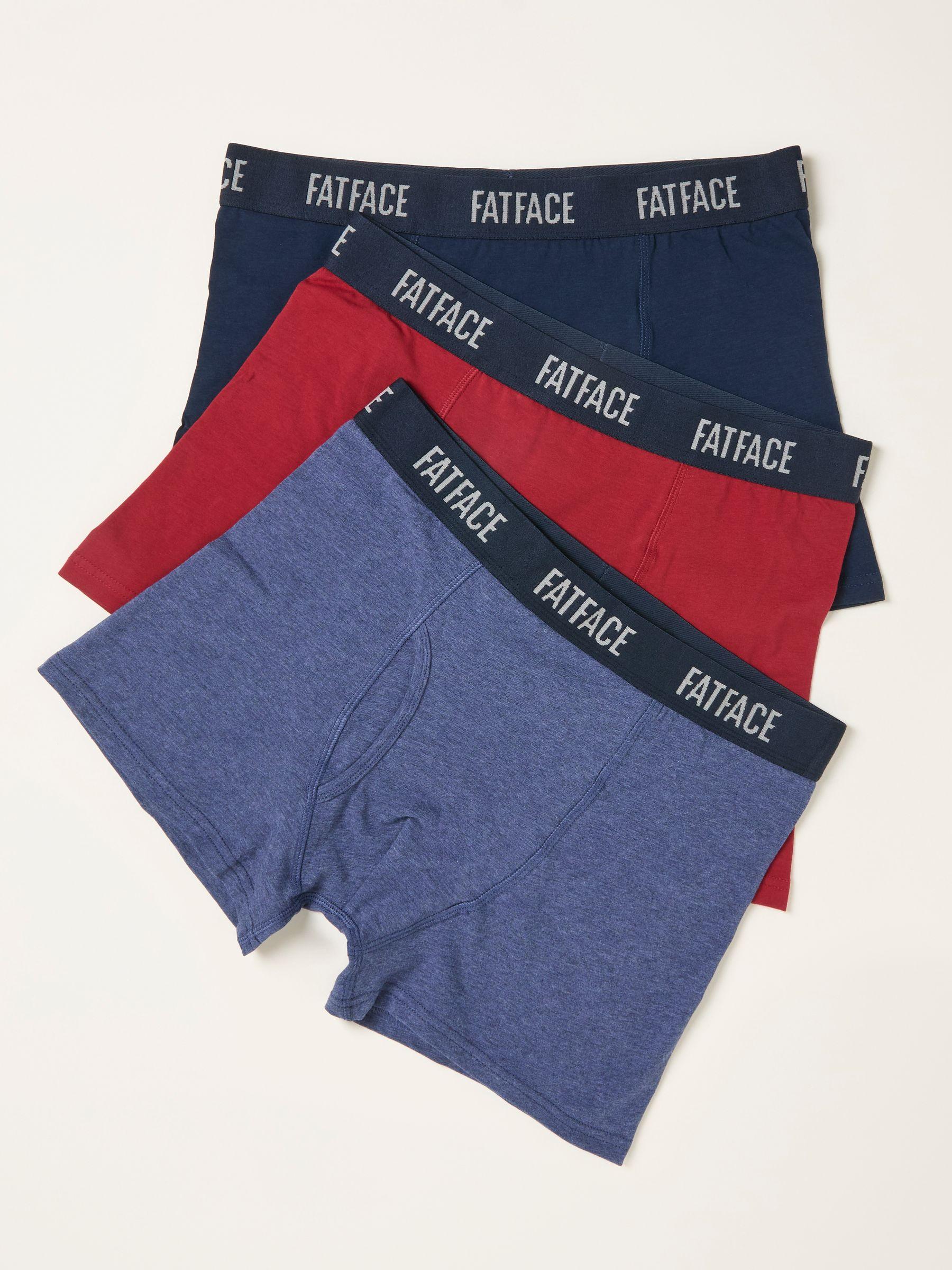 Teal Blue 3 Pairs of Plain Boxers by FAT FACE