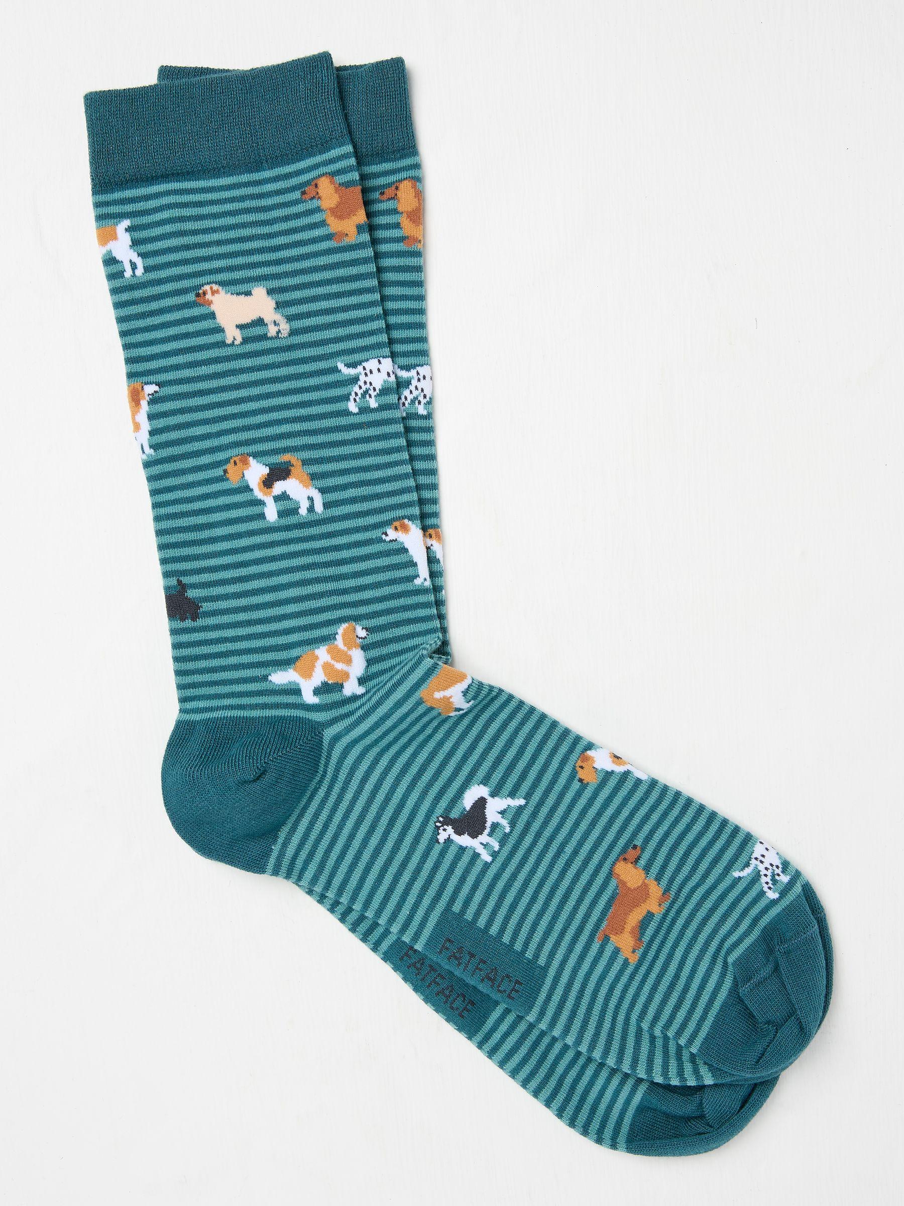 Teal Blue Dogs Men's Socks by FAT FACE