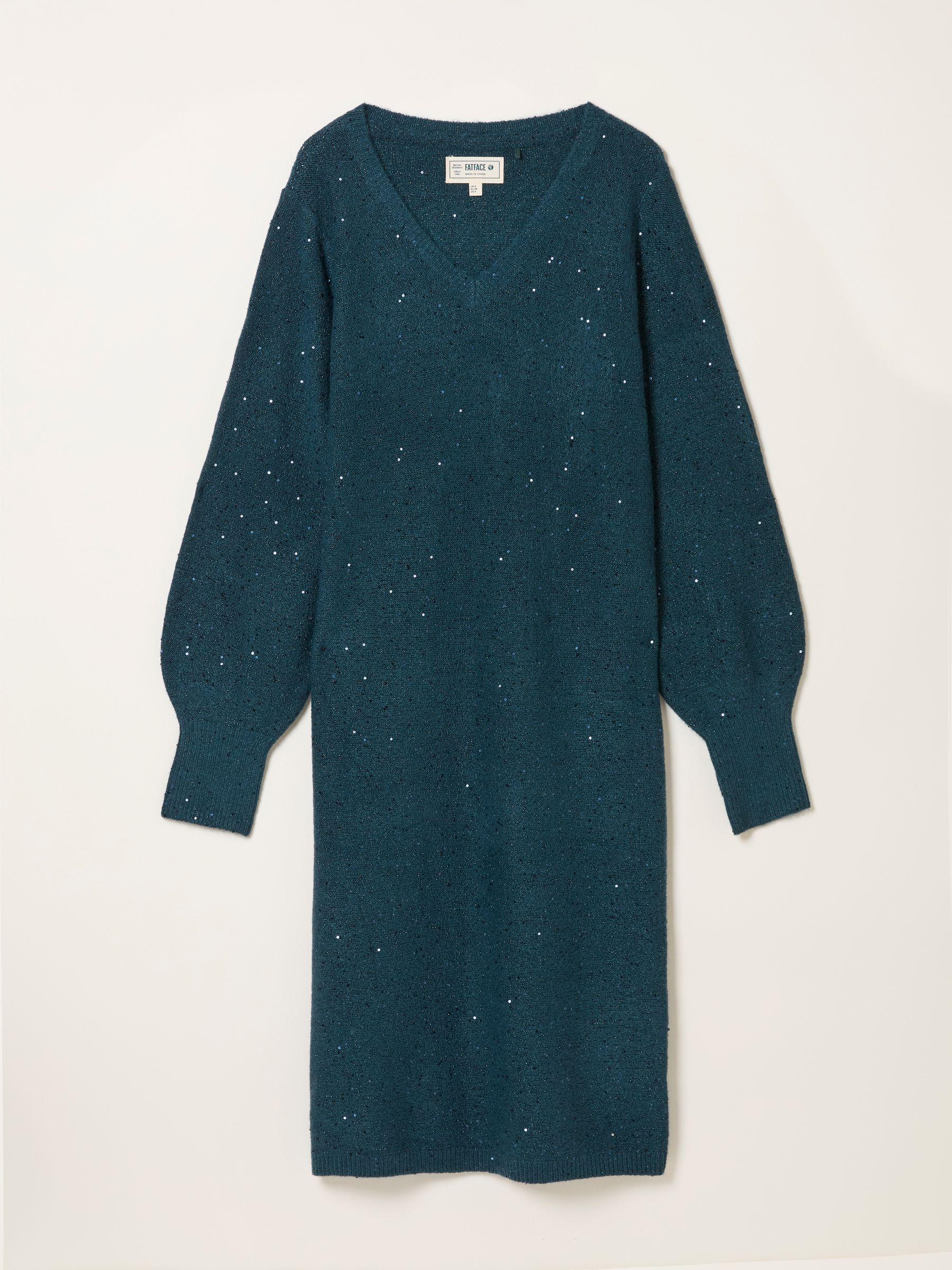 Teal Blue Regular Sparkle Knit Midi Dress by FAT FACE
