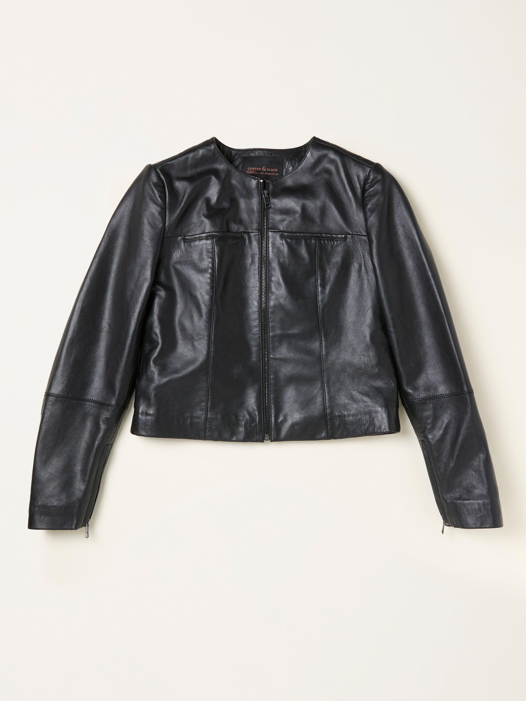 Tessa Black Leather Jacket by FAT FACE