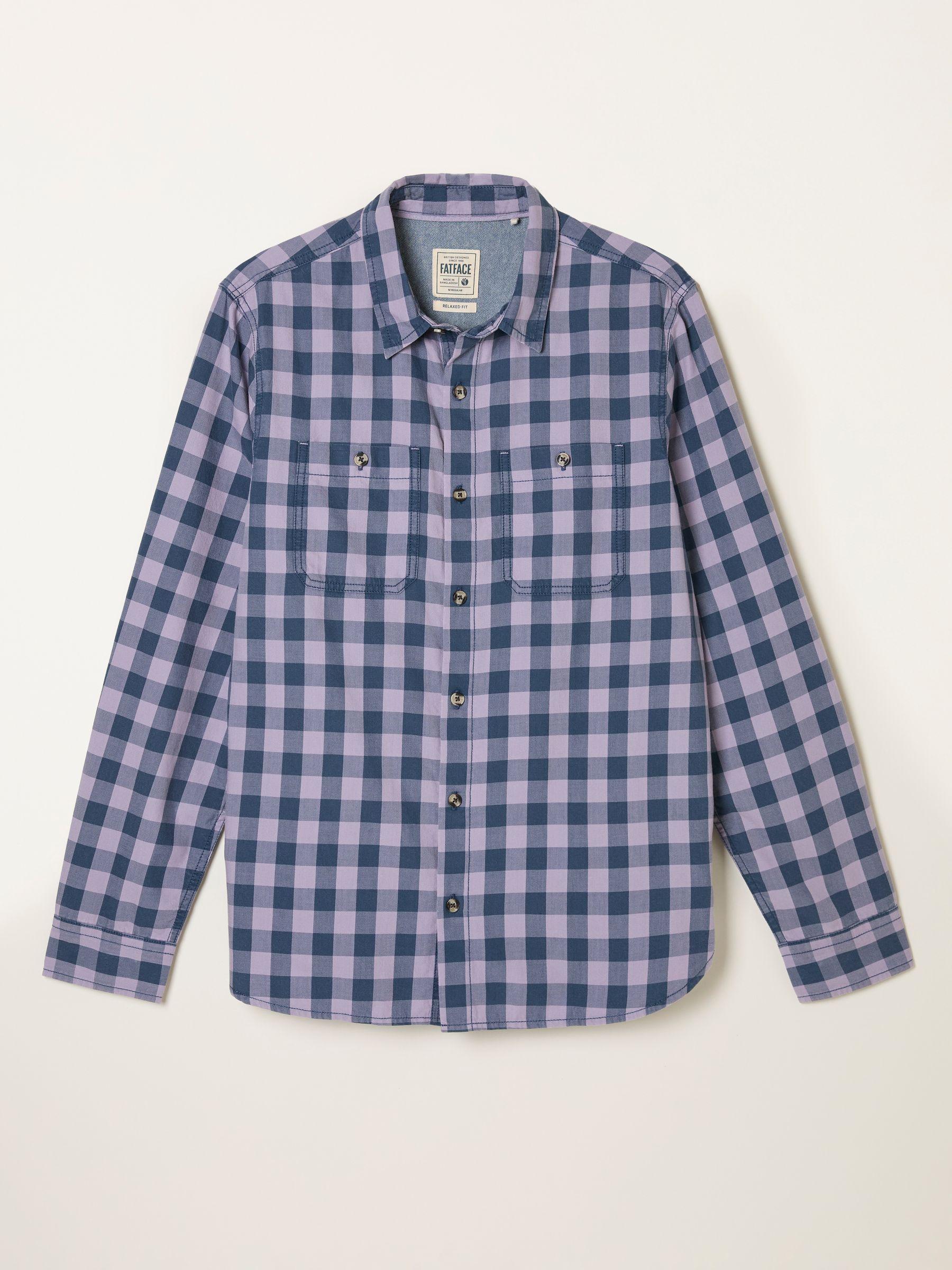 Thursby Lilac Purple Long Sleeve Relaxed Fit Gingham Shirt by FAT FACE