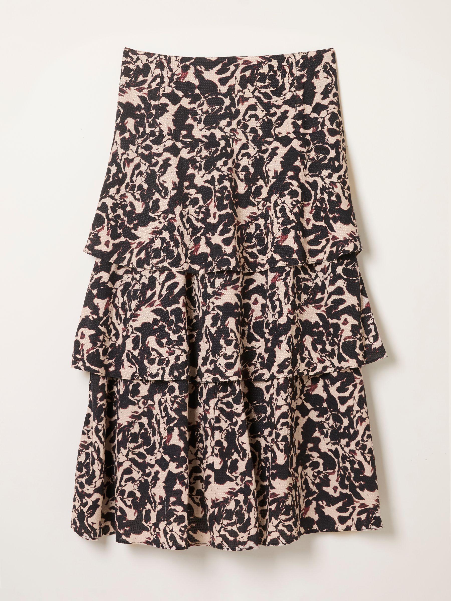 Tonia Black Animal Swirl Midi Skirt by FAT FACE