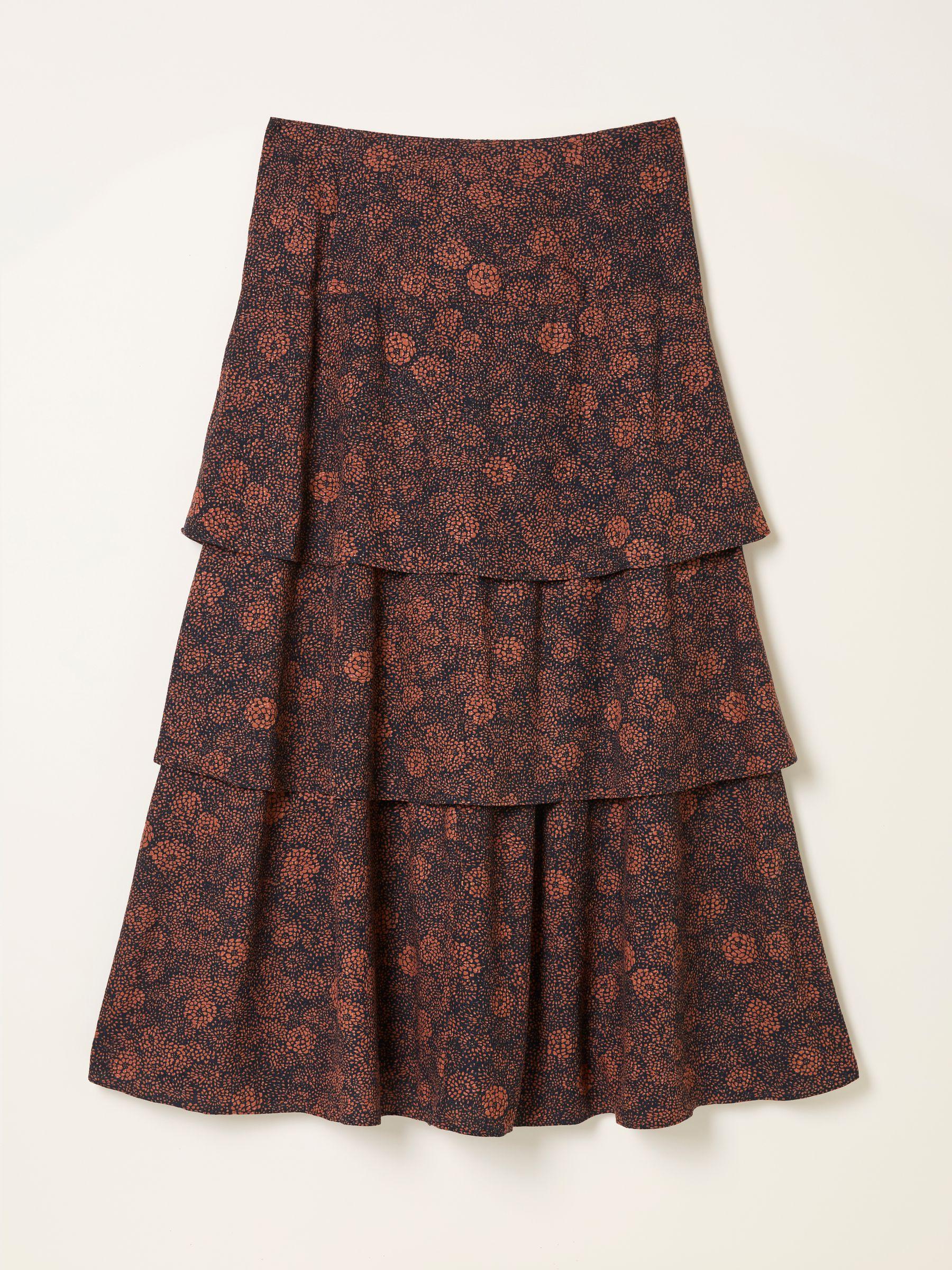 Tonia Black Circle Floral Midi Skirt by FAT FACE