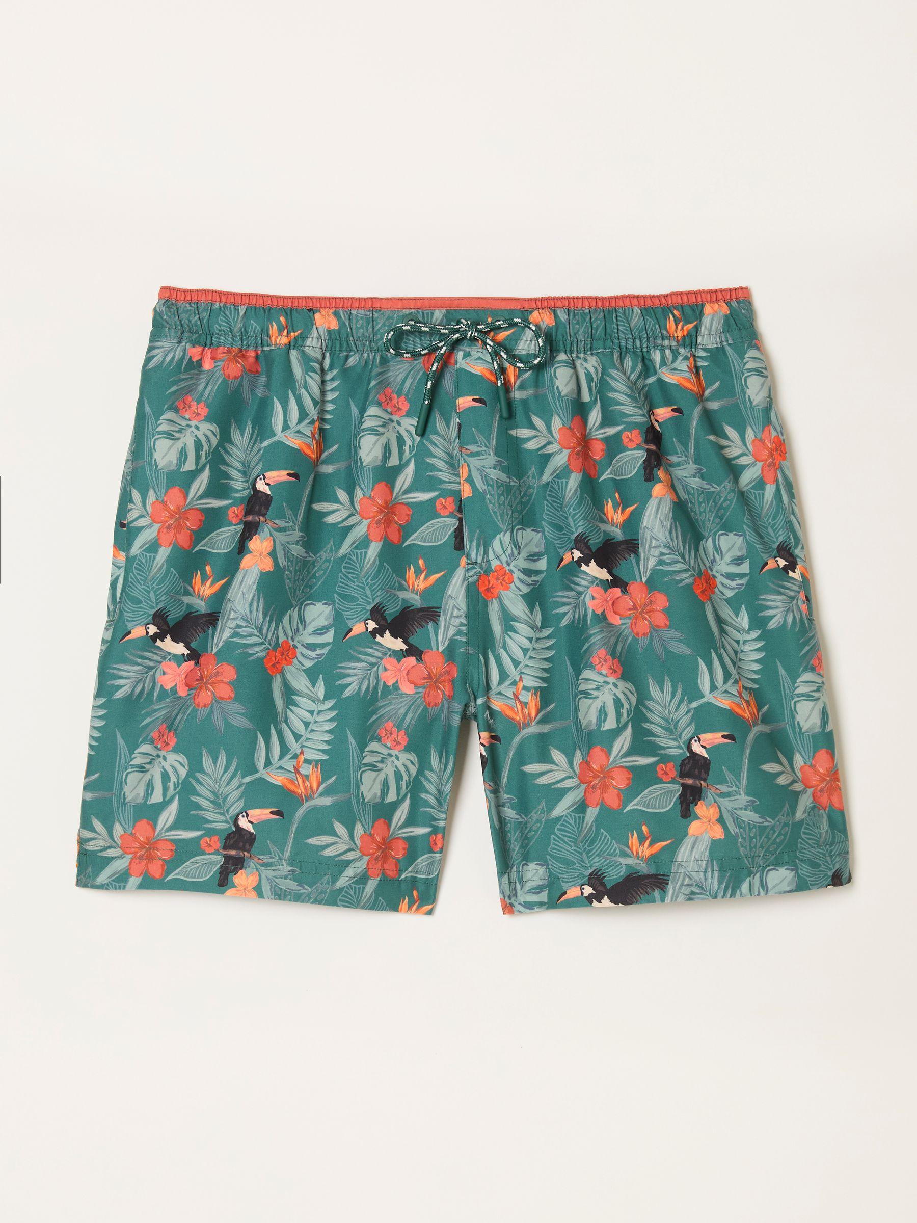 Tresvose Teal Blue Toucan Print Swim Shorts by FAT FACE