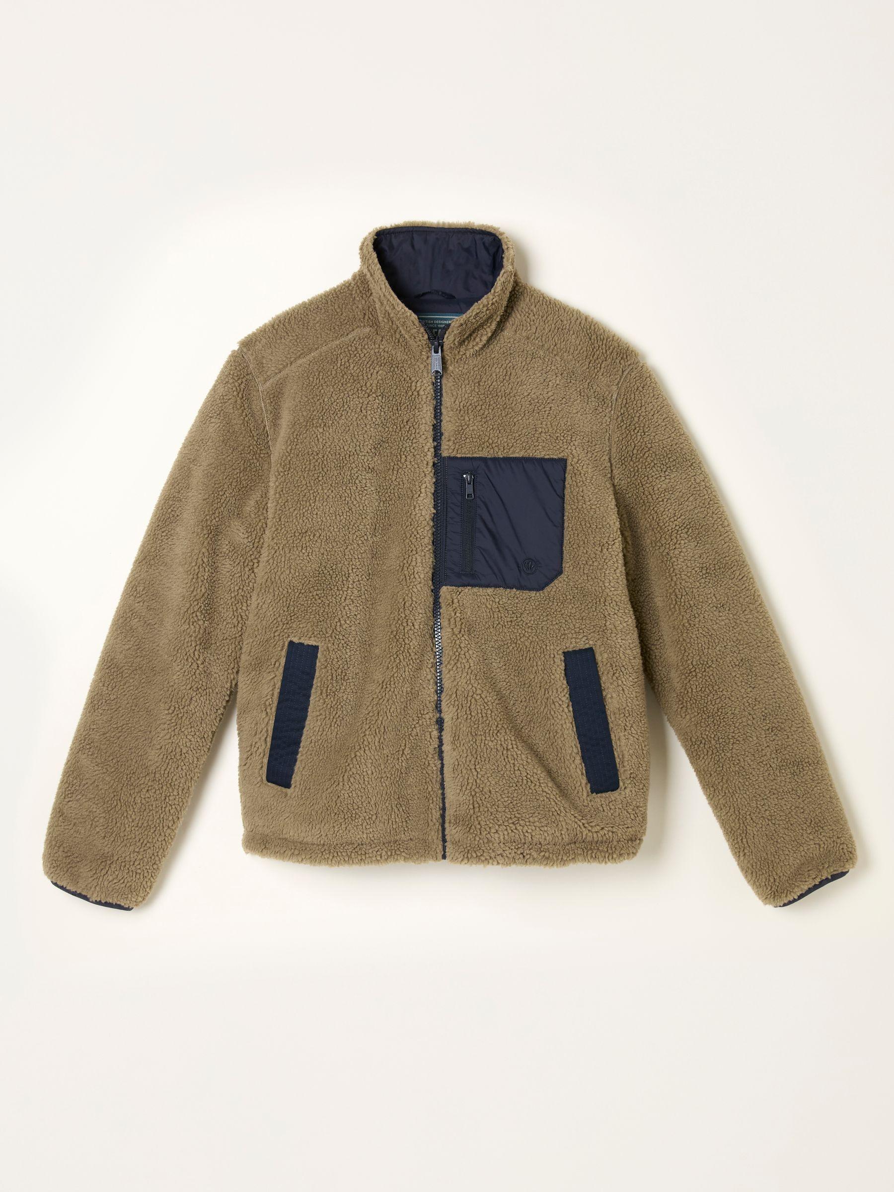 Tromso Khaki Green Fleece Jacket by FAT FACE