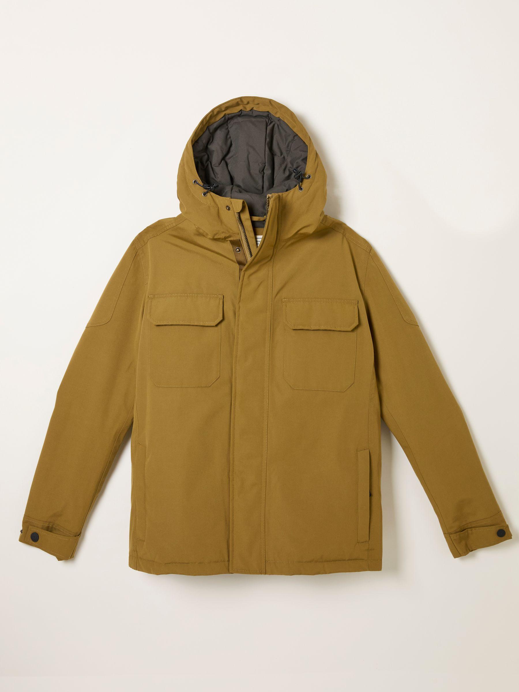 Truro Dark Yellow Hooded Waterproof Jacket by FAT FACE